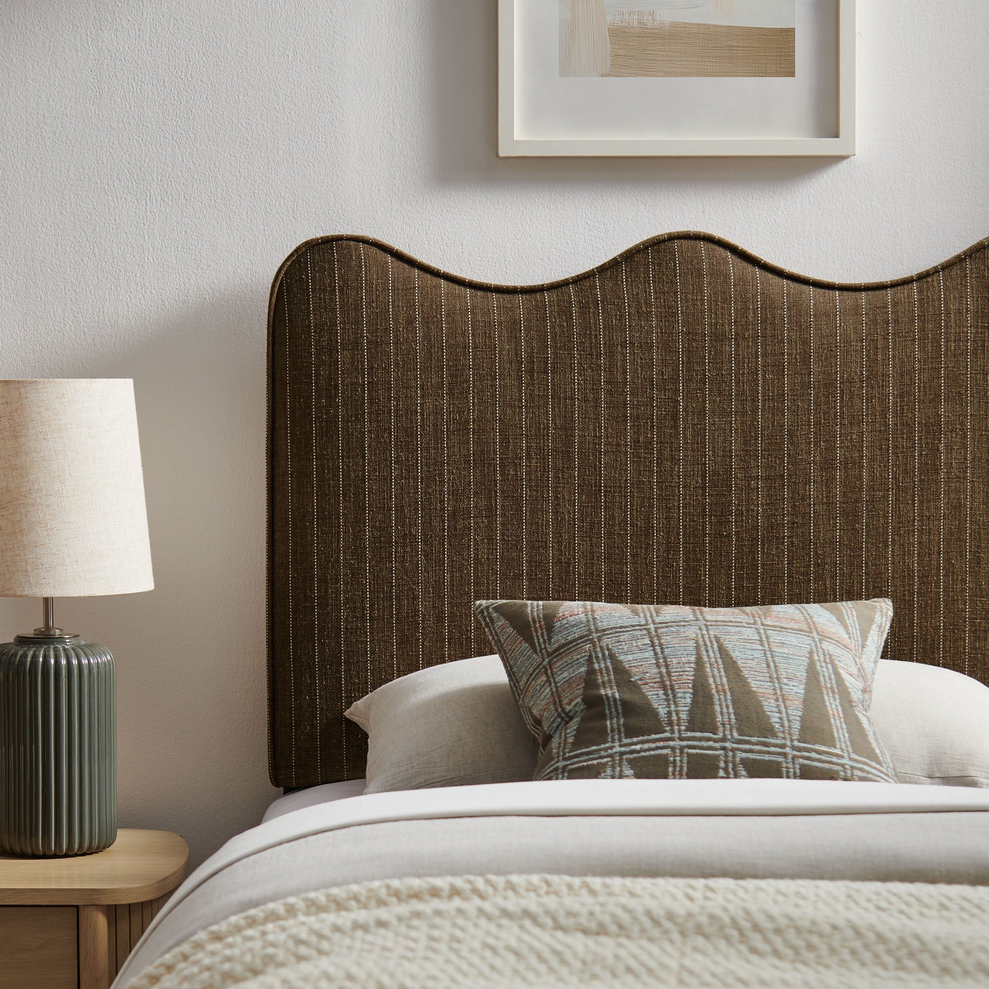 Athena Striped Fabric Upholstered Twin Size Headboard by Modway - Image 5