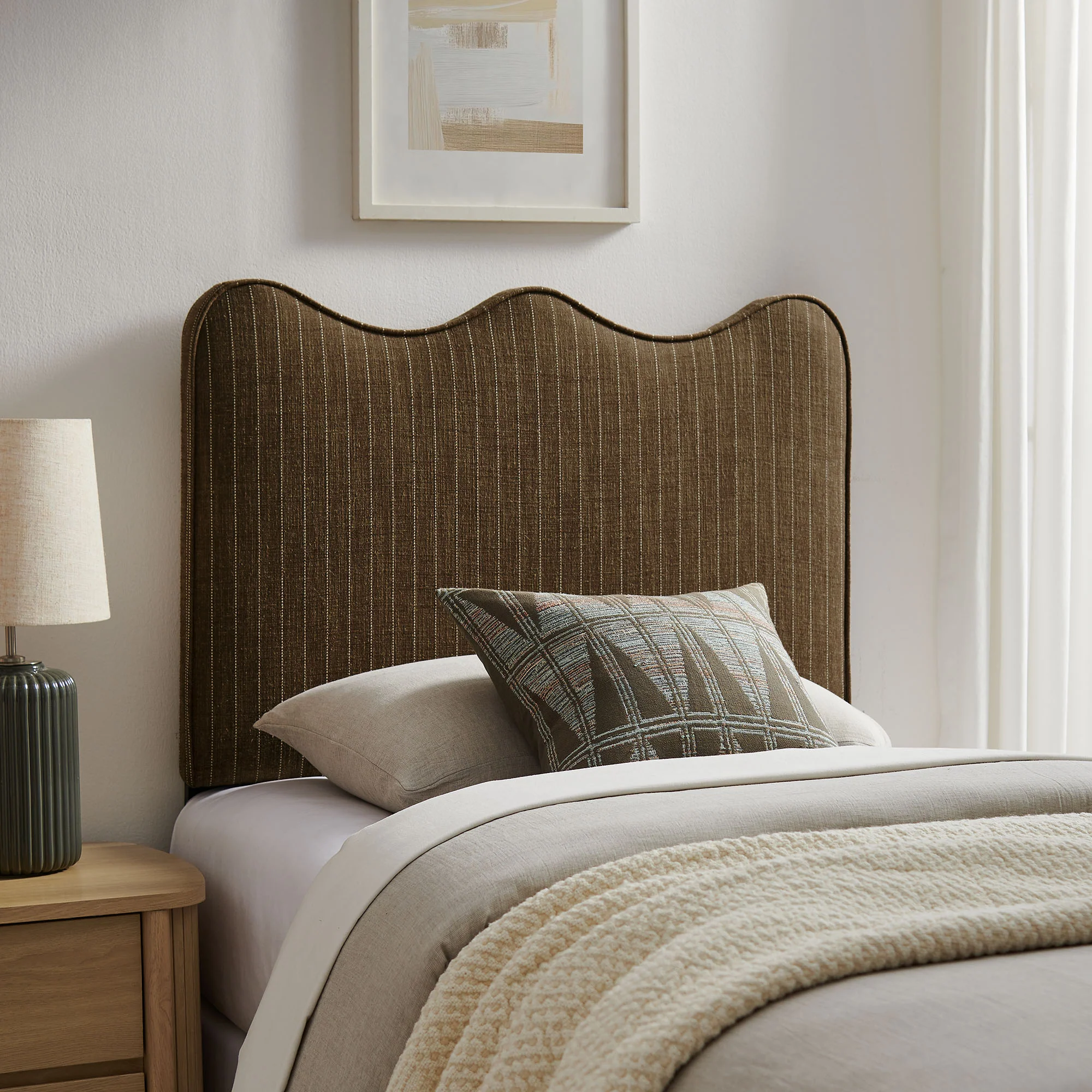 Athena Striped Fabric Upholstered Twin Size Headboard by Modway - Image 6