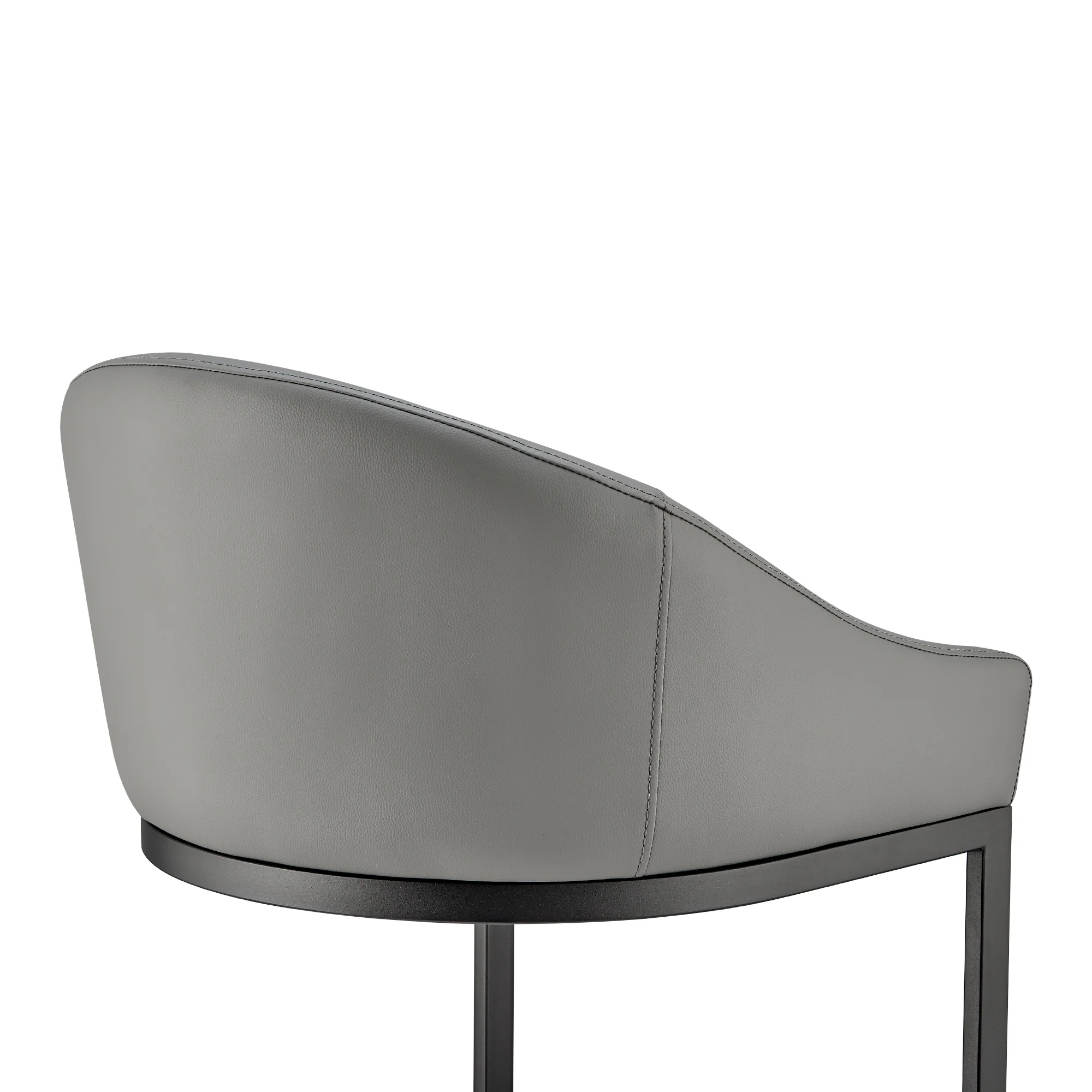 Atherik Bar Stool in Black Metal with Grey Faux Leather By Armen Living - Image 10