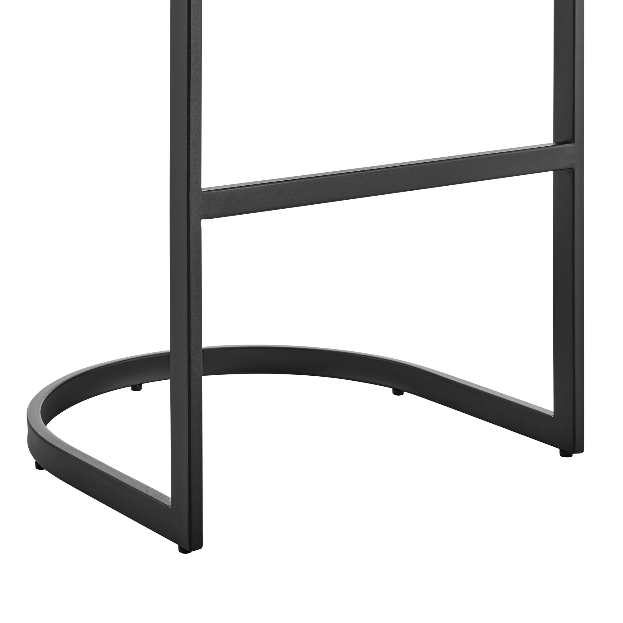 Atherik Bar Stool in Black Metal with Grey Faux Leather By Armen Living - Image 18