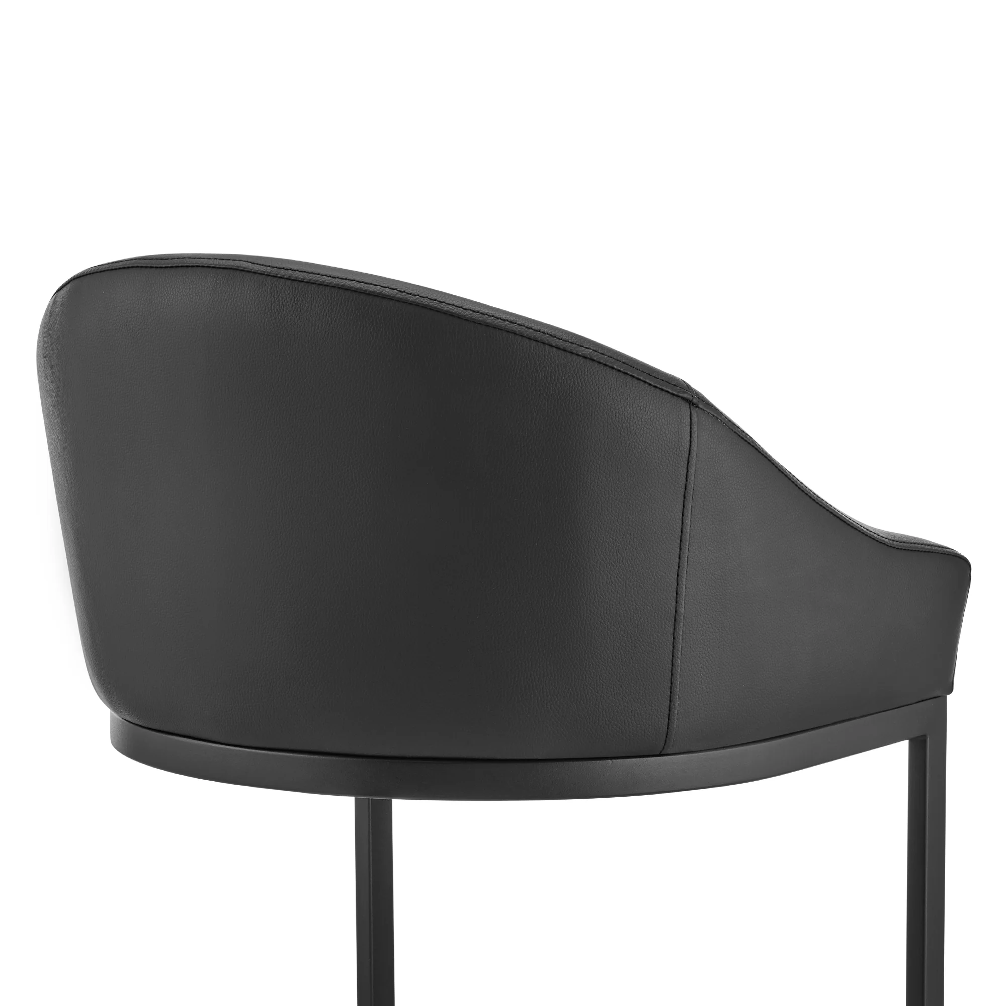 Atherik Bar Stool in Black Metal with Grey Faux Leather By Armen Living - Image 20