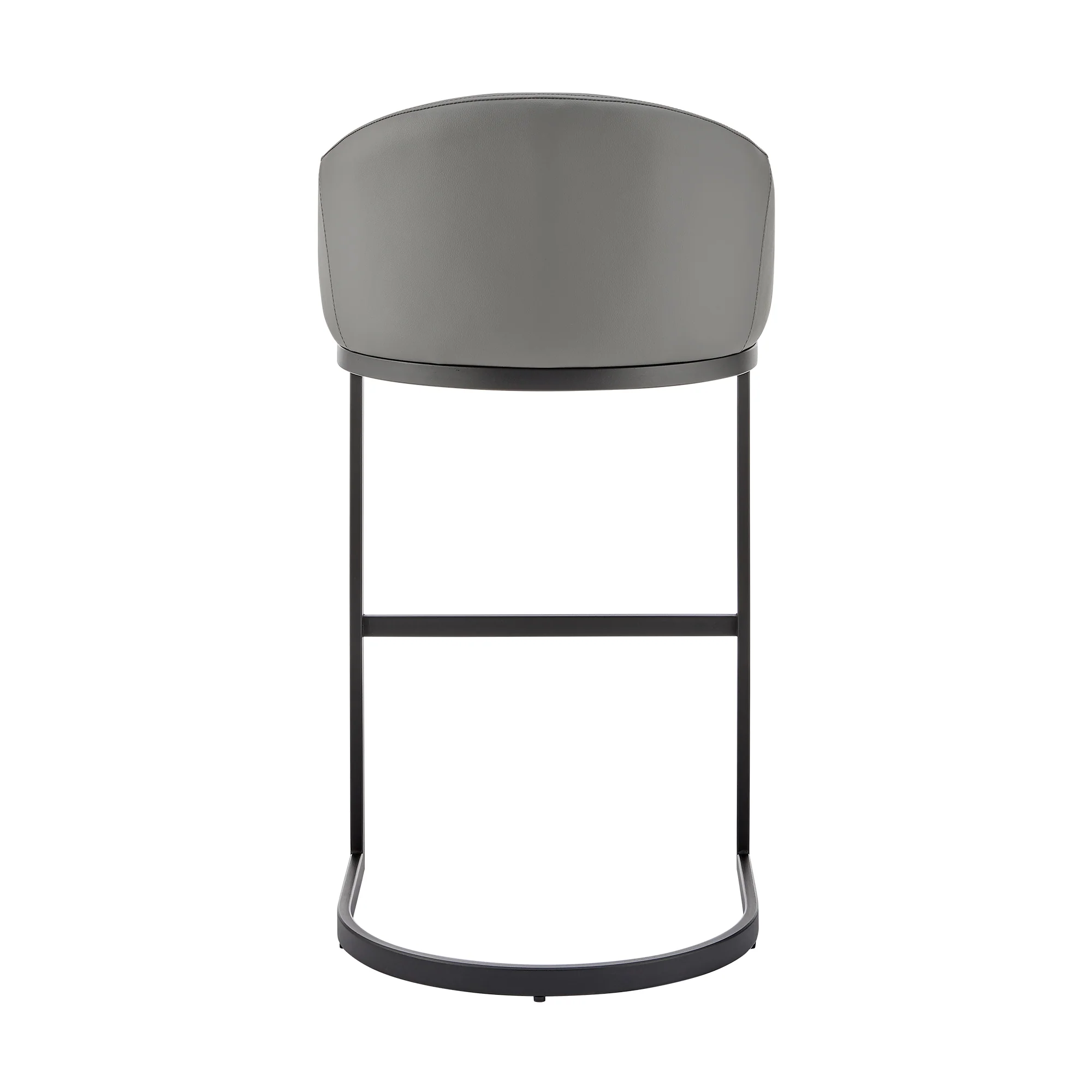 Atherik Bar Stool in Black Metal with Grey Faux Leather By Armen Living - Image 6