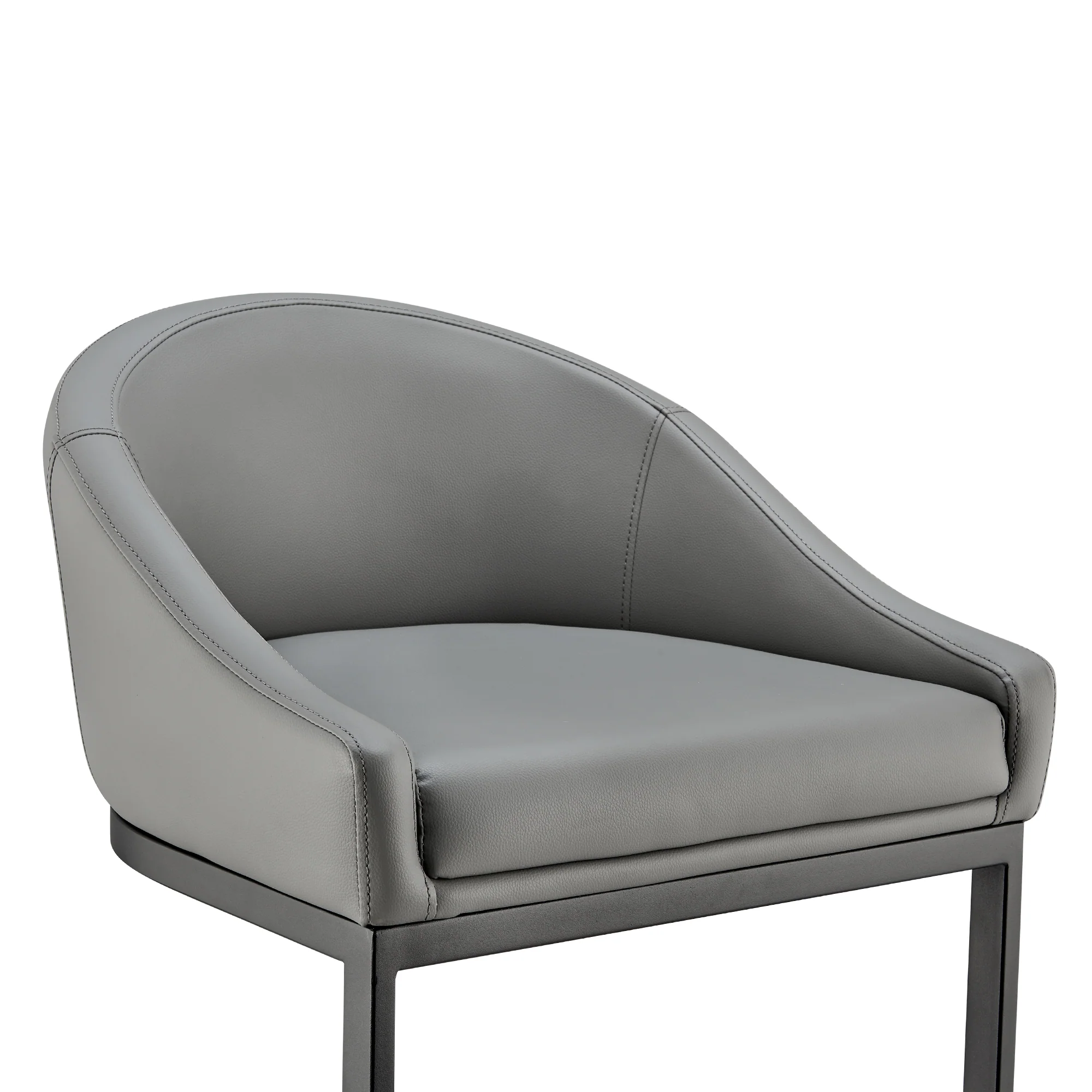 Atherik Bar Stool in Black Metal with Grey Faux Leather By Armen Living - Image 7