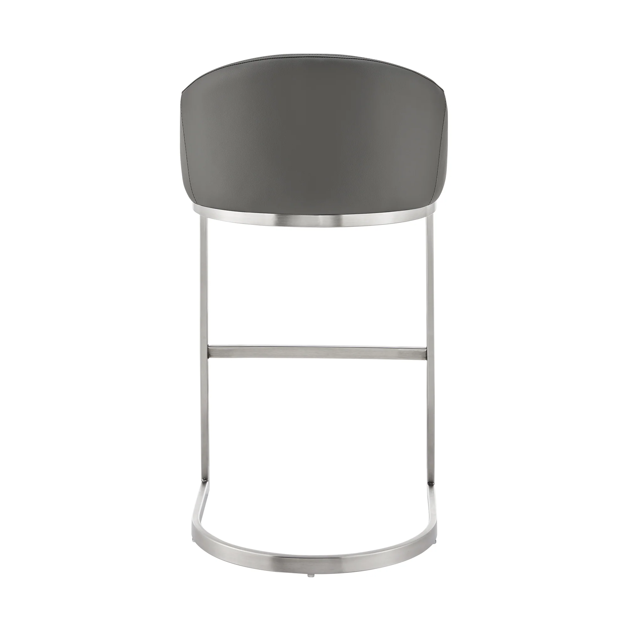 Atherik Bar Stool in Brushed Stainless Steel with White Faux Leather By Armen Living - Image 16