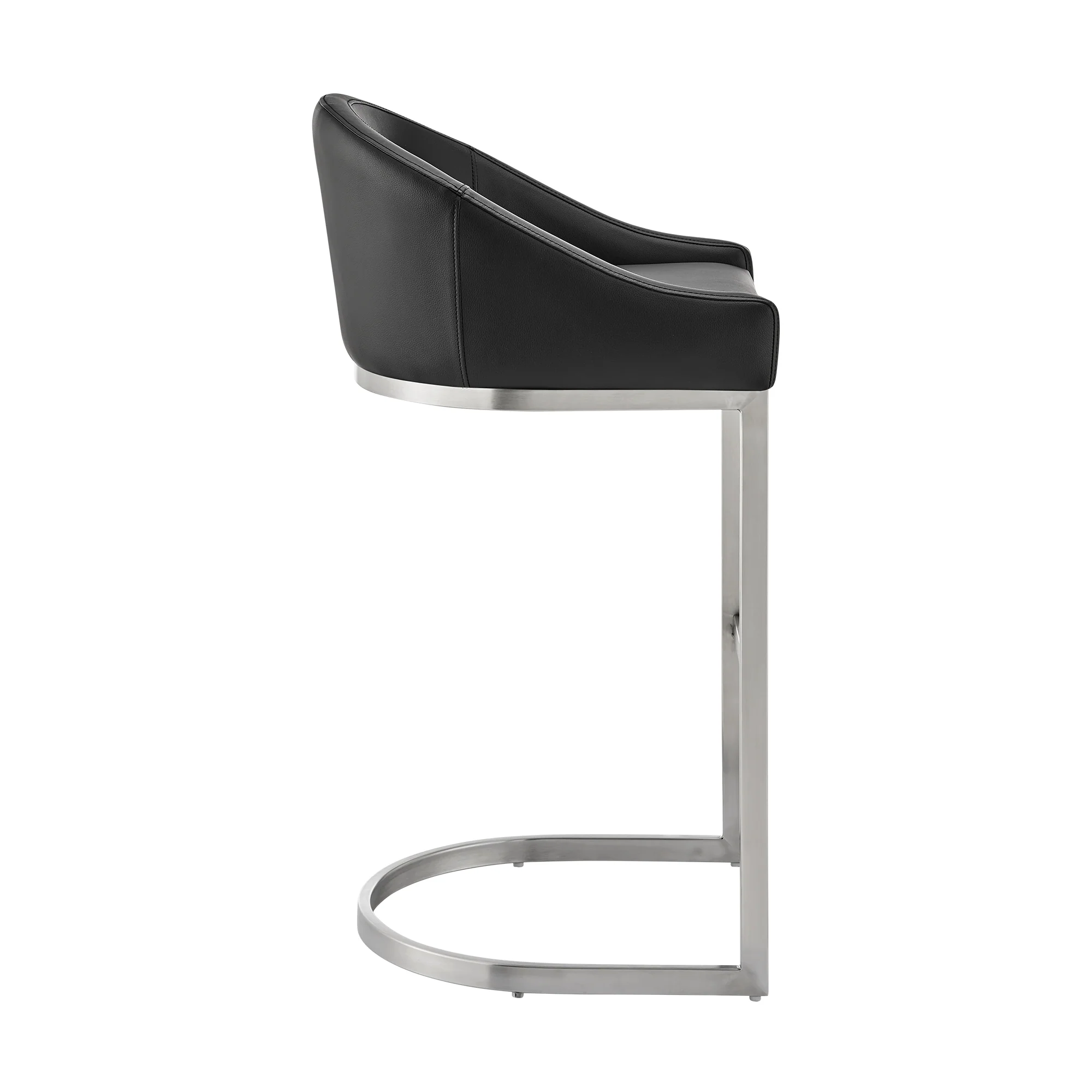 Atherik Bar Stool in Brushed Stainless Steel with White Faux Leather By Armen Living - Image 24