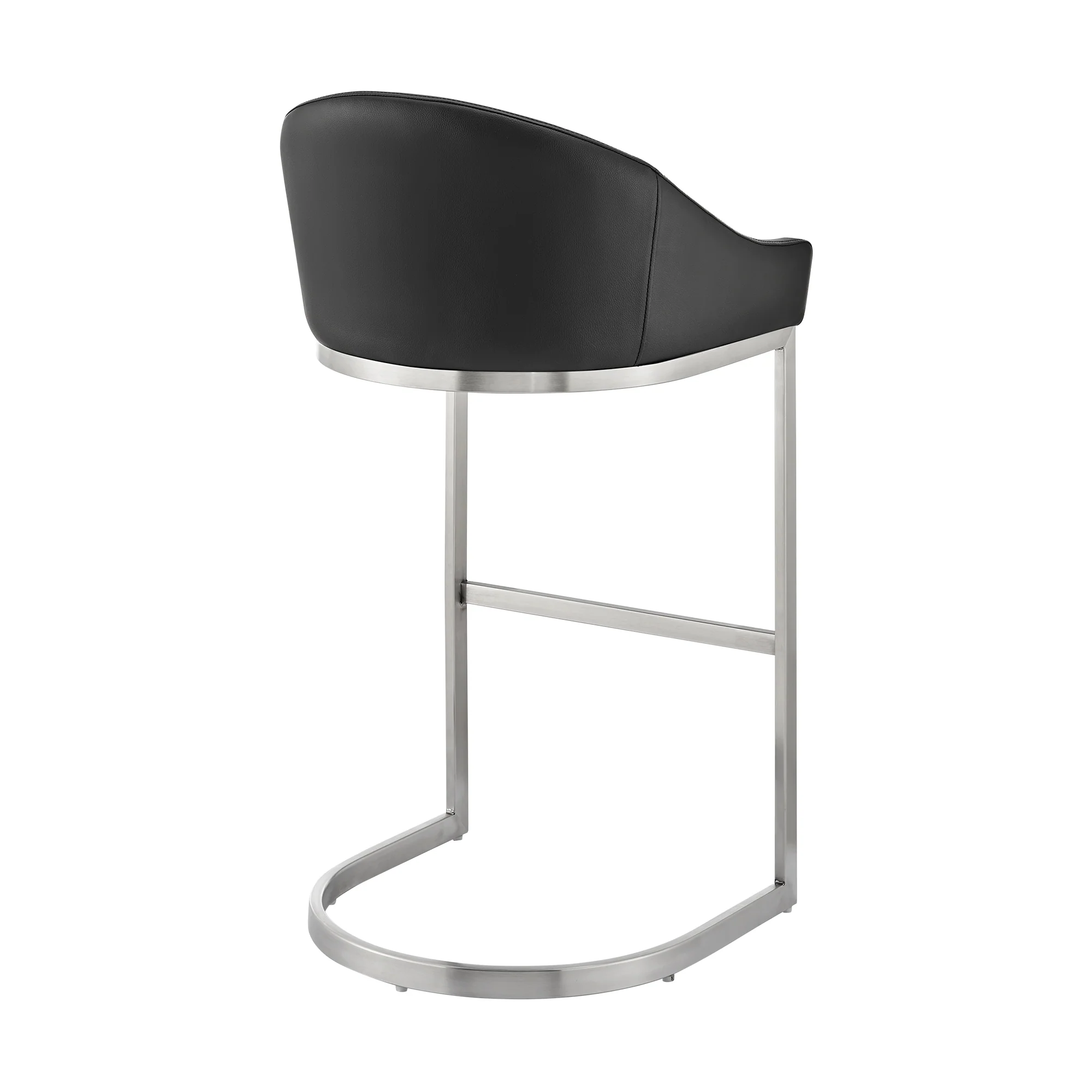 Atherik Bar Stool in Brushed Stainless Steel with White Faux Leather By Armen Living - Image 25