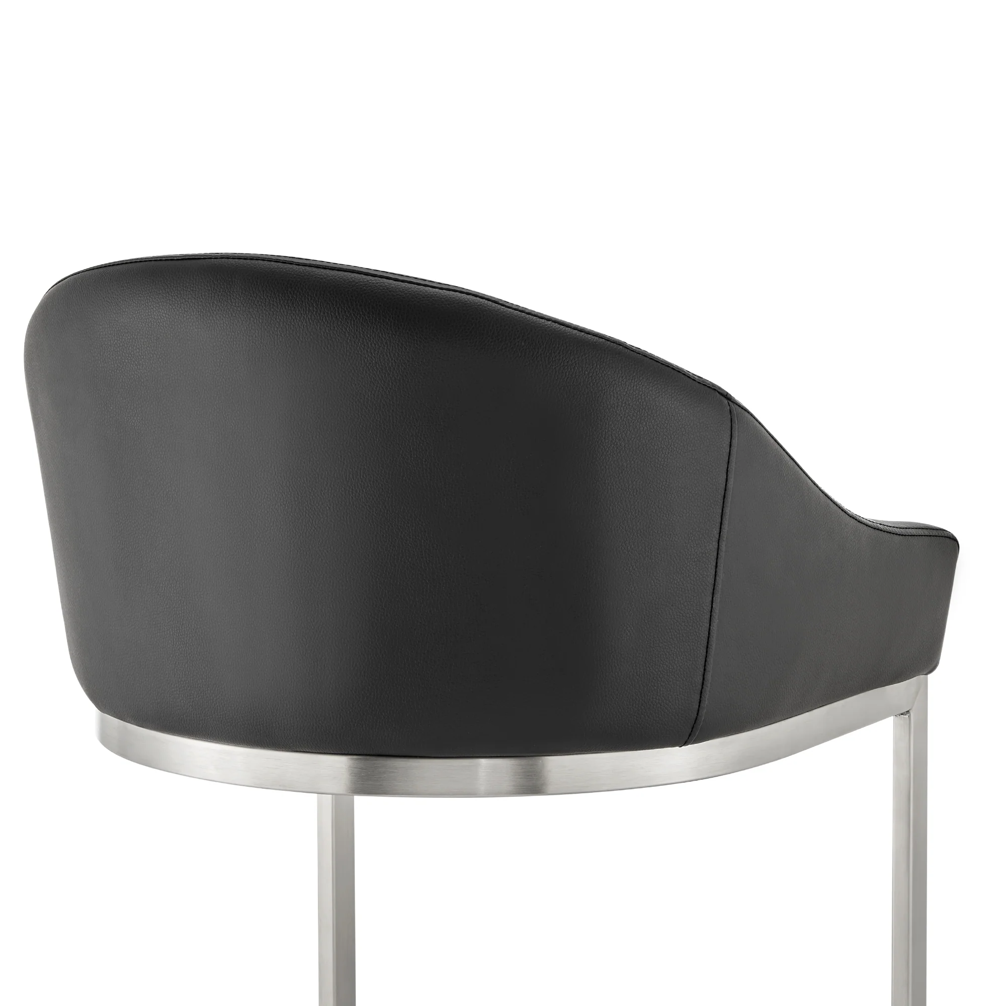 Atherik Bar Stool in Brushed Stainless Steel with White Faux Leather By Armen Living - Image 30