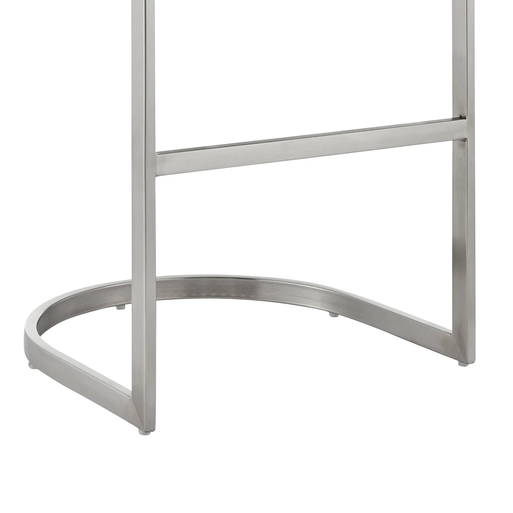 Atherik Bar Stool in Brushed Stainless Steel with White Faux Leather By Armen Living - Image 8