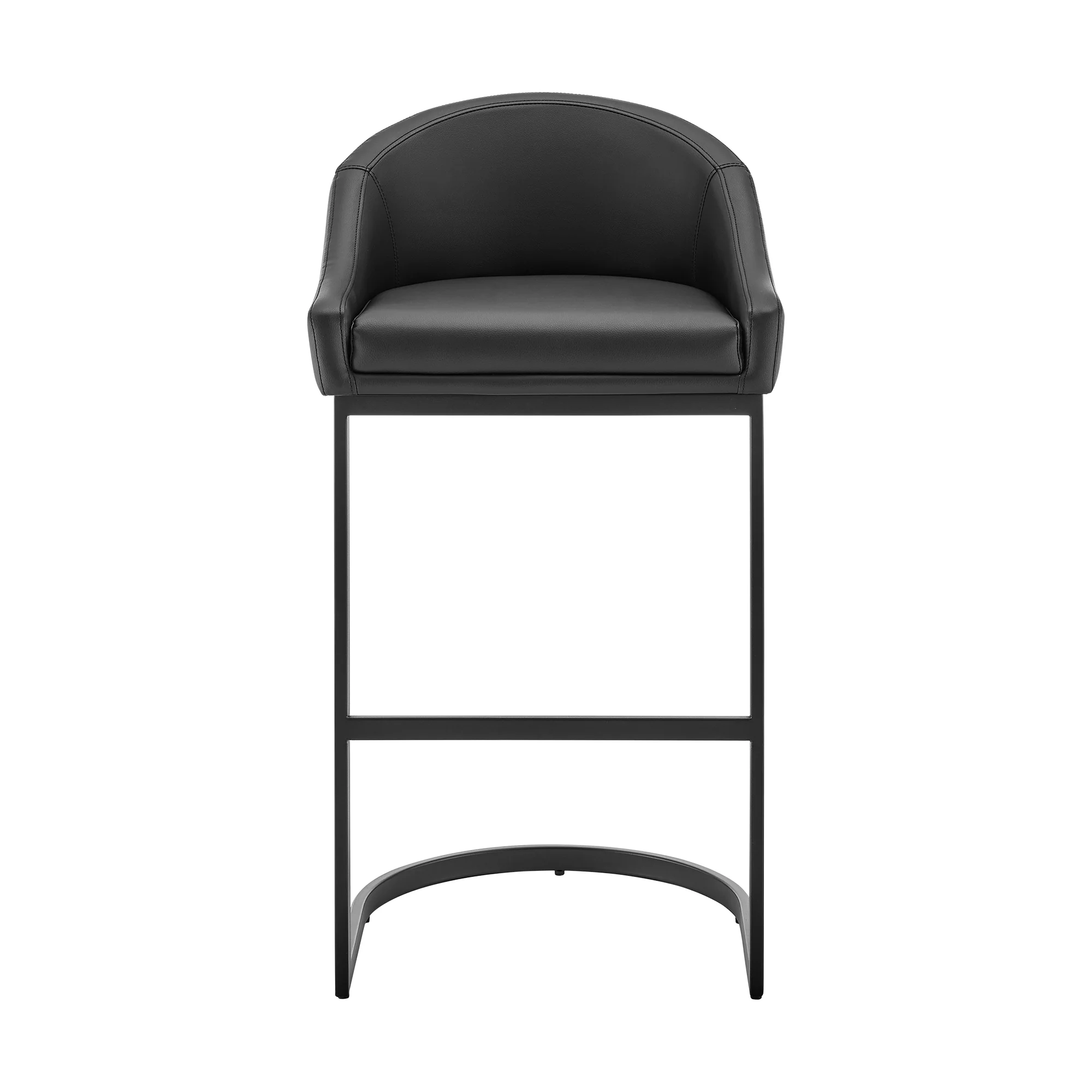 Atherik Counter Stool in Black Metal with Grey Faux Leather By Armen Living - Image 13
