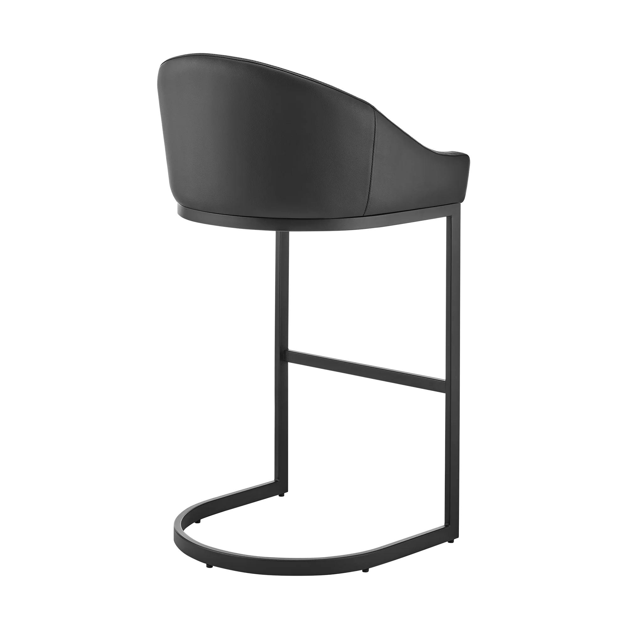 Atherik Counter Stool in Black Metal with Grey Faux Leather By Armen Living - Image 15