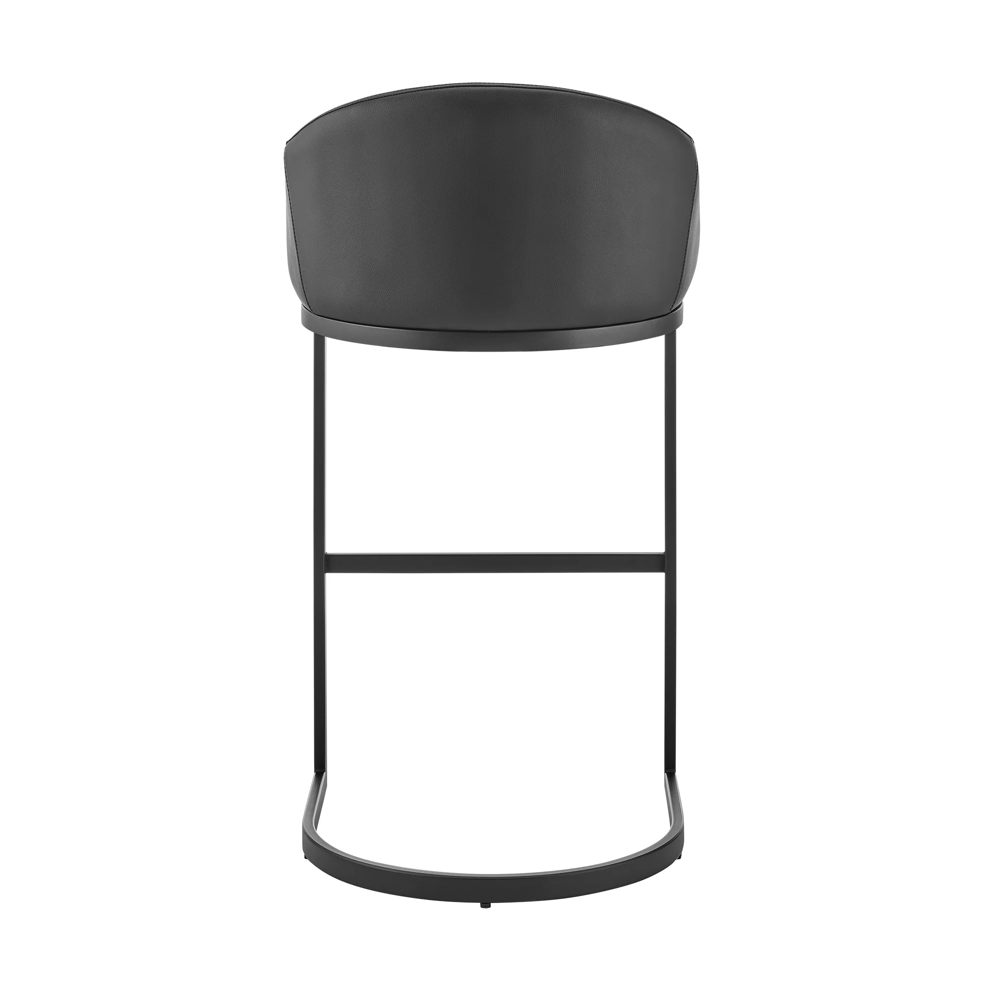 Atherik Counter Stool in Black Metal with Grey Faux Leather By Armen Living - Image 16