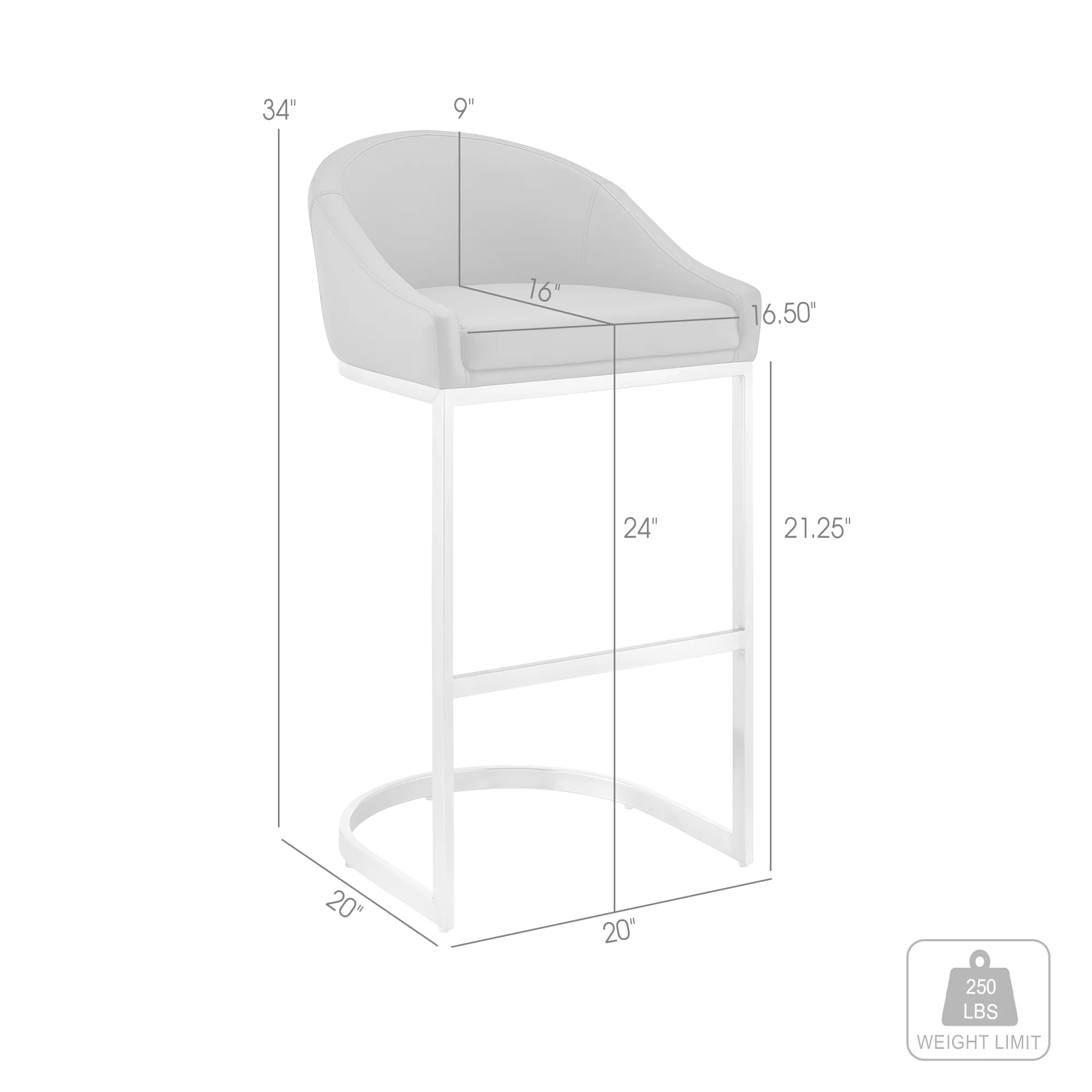 Atherik Counter Stool in Black Metal with Grey Faux Leather By Armen Living - Image 9