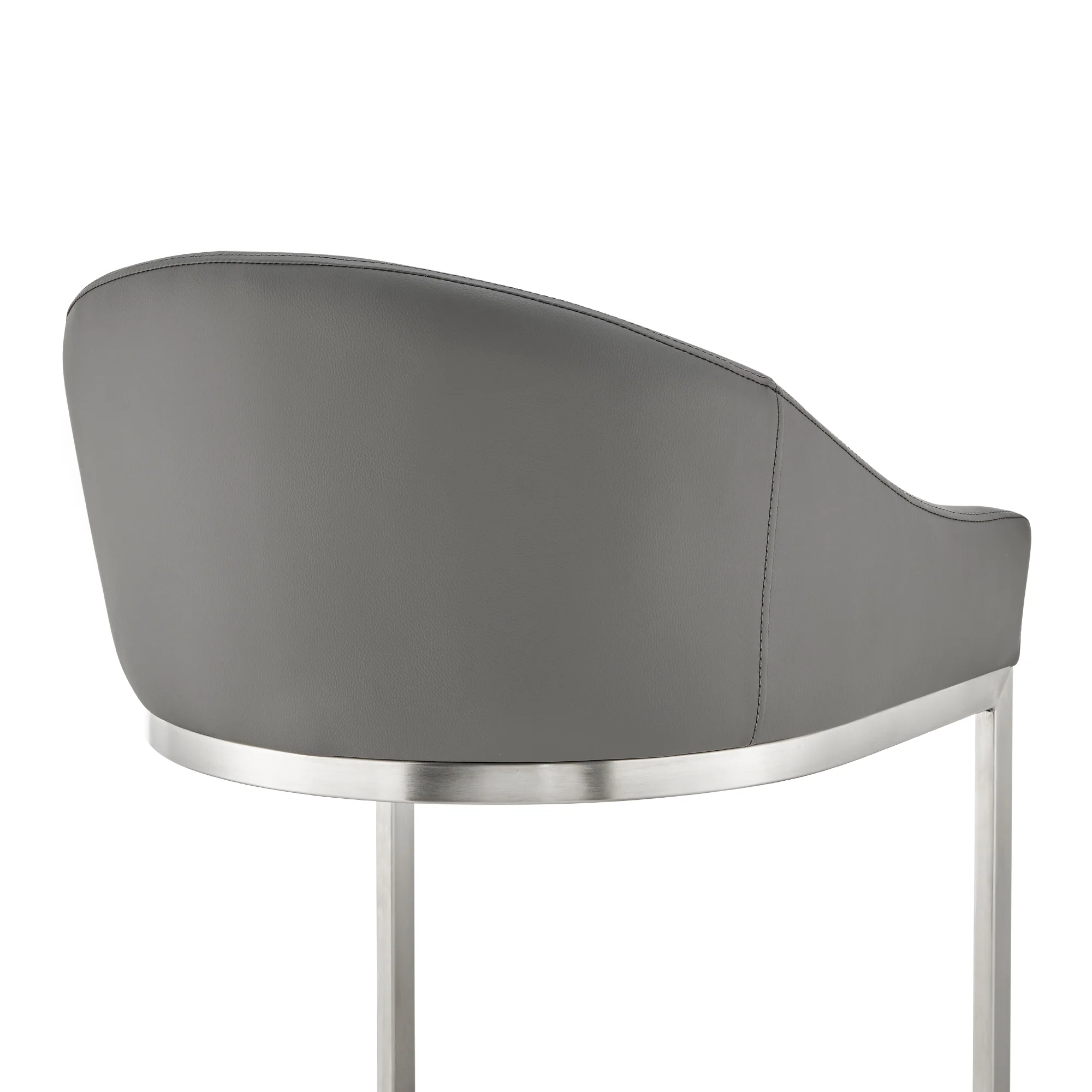 Atherik Counter Stool in Brushed Stainless Steel with White Faux Leather By Armen Living - Image 20