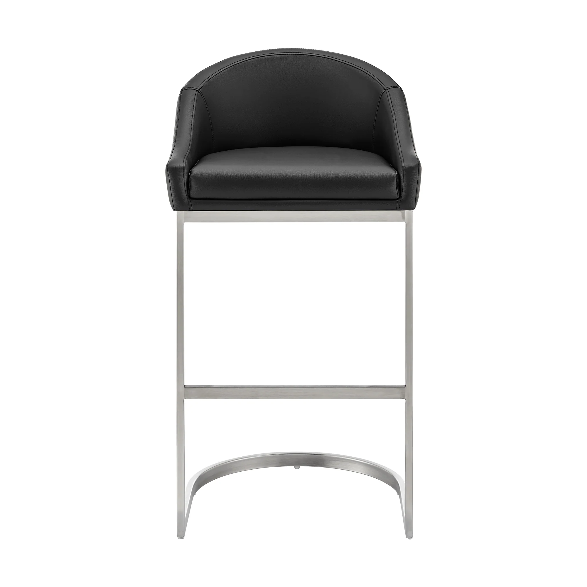 Atherik Counter Stool in Brushed Stainless Steel with White Faux Leather By Armen Living - Image 23