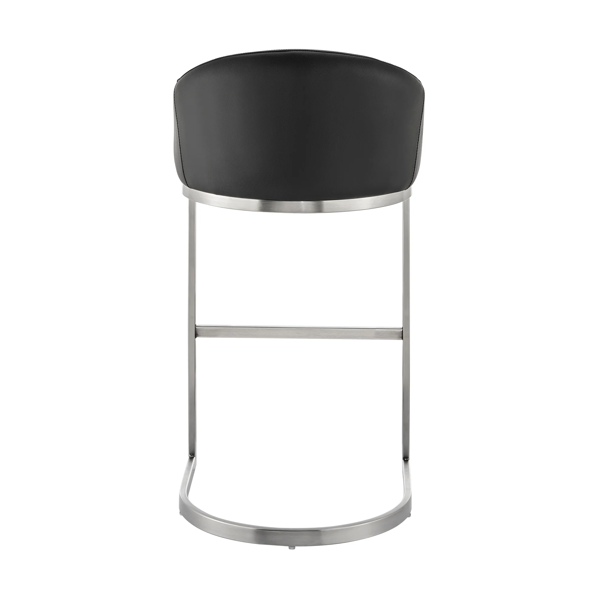 Atherik Counter Stool in Brushed Stainless Steel with White Faux Leather By Armen Living - Image 26
