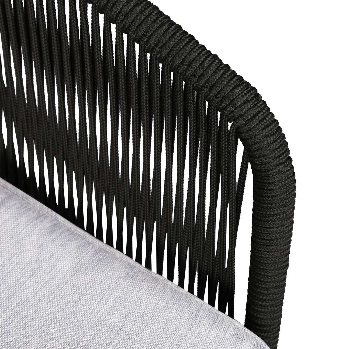 Athos Indoor Outdoor 3 Seater Sofa in Dark Eucalyptus Wood with Latte Rope and Grey Cushions By Armen Living - Image 13