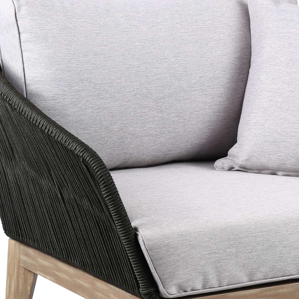 Athos Indoor Outdoor Club Chair in Dark Eucalyptus Wood with Latte Rope and Grey Cushions By Armen Living - Image 12