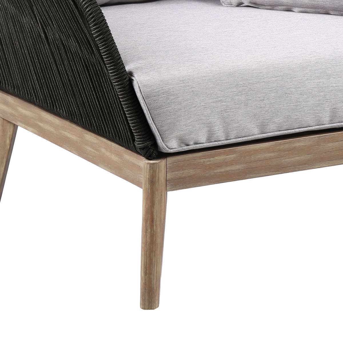 Athos Indoor Outdoor Club Chair in Dark Eucalyptus Wood with Latte Rope and Grey Cushions By Armen Living - Image 13