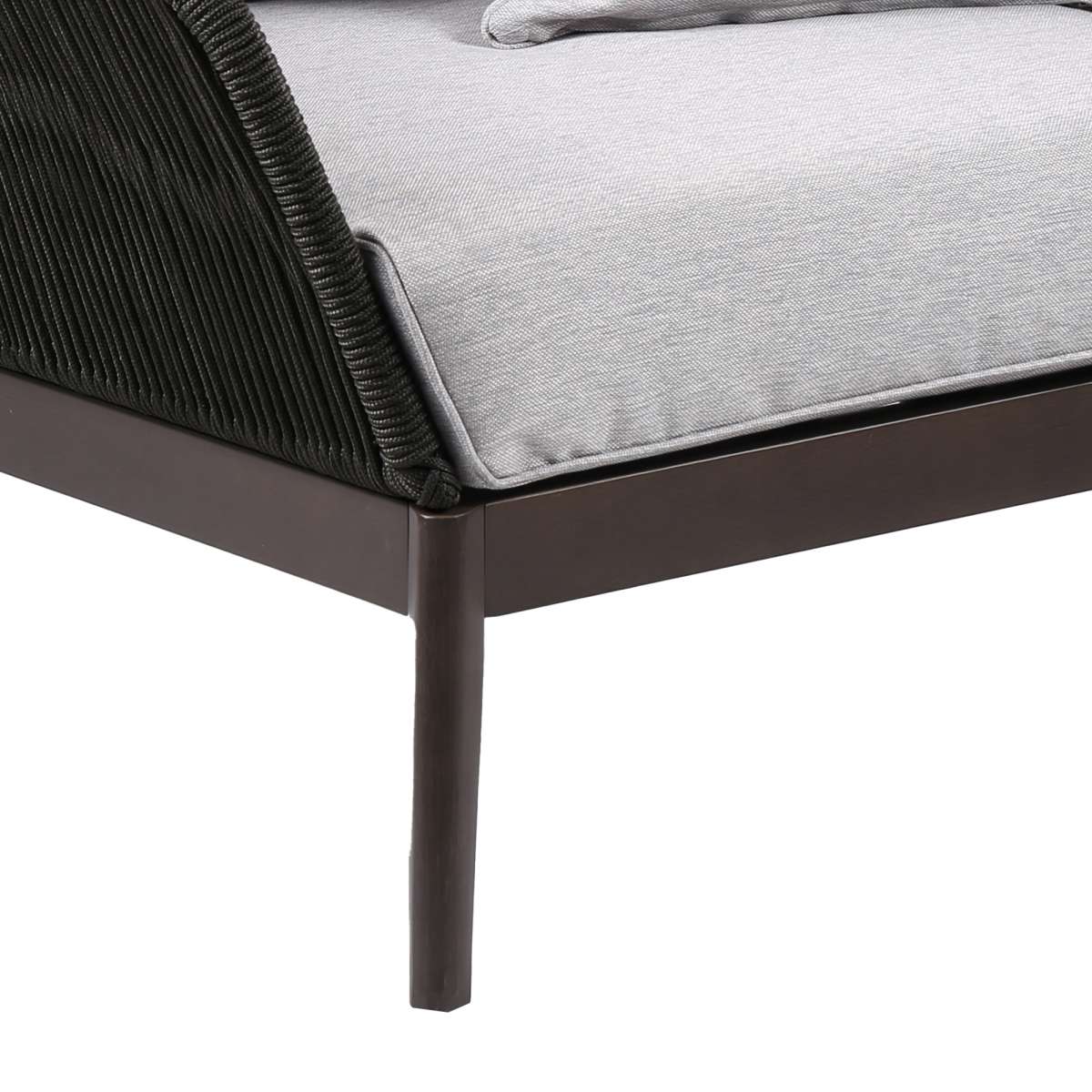 Athos Indoor Outdoor Club Chair in Dark Eucalyptus Wood with Latte Rope and Grey Cushions By Armen Living - Image 4