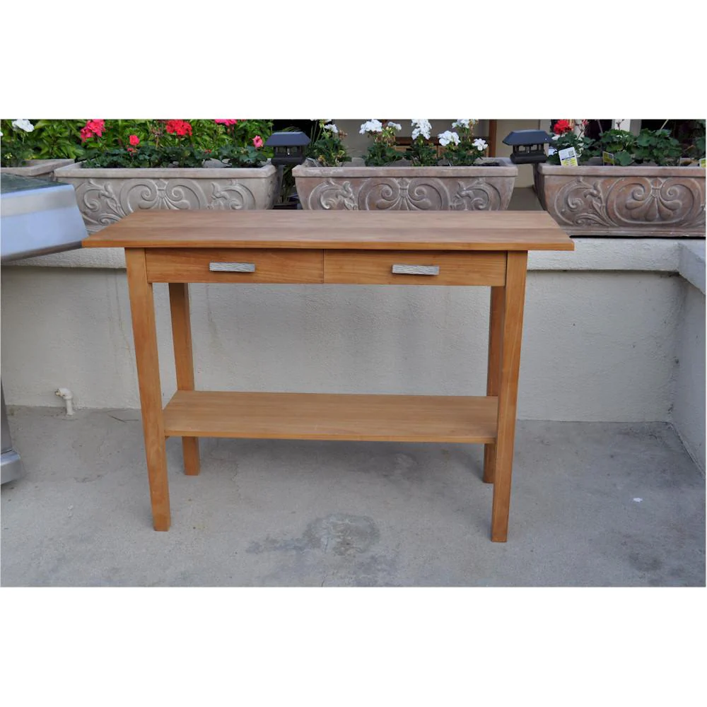 Atlanta Rectangular Serving Table W/ 2 Drawers And 1 Shelf By Anderson Teak - Image 2