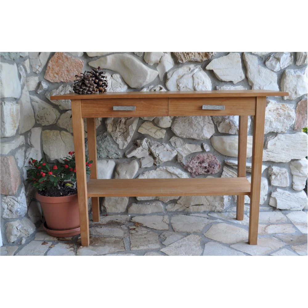 Atlanta Rectangular Serving Table W/ 2 Drawers And 1 Shelf By Anderson Teak - Image 3