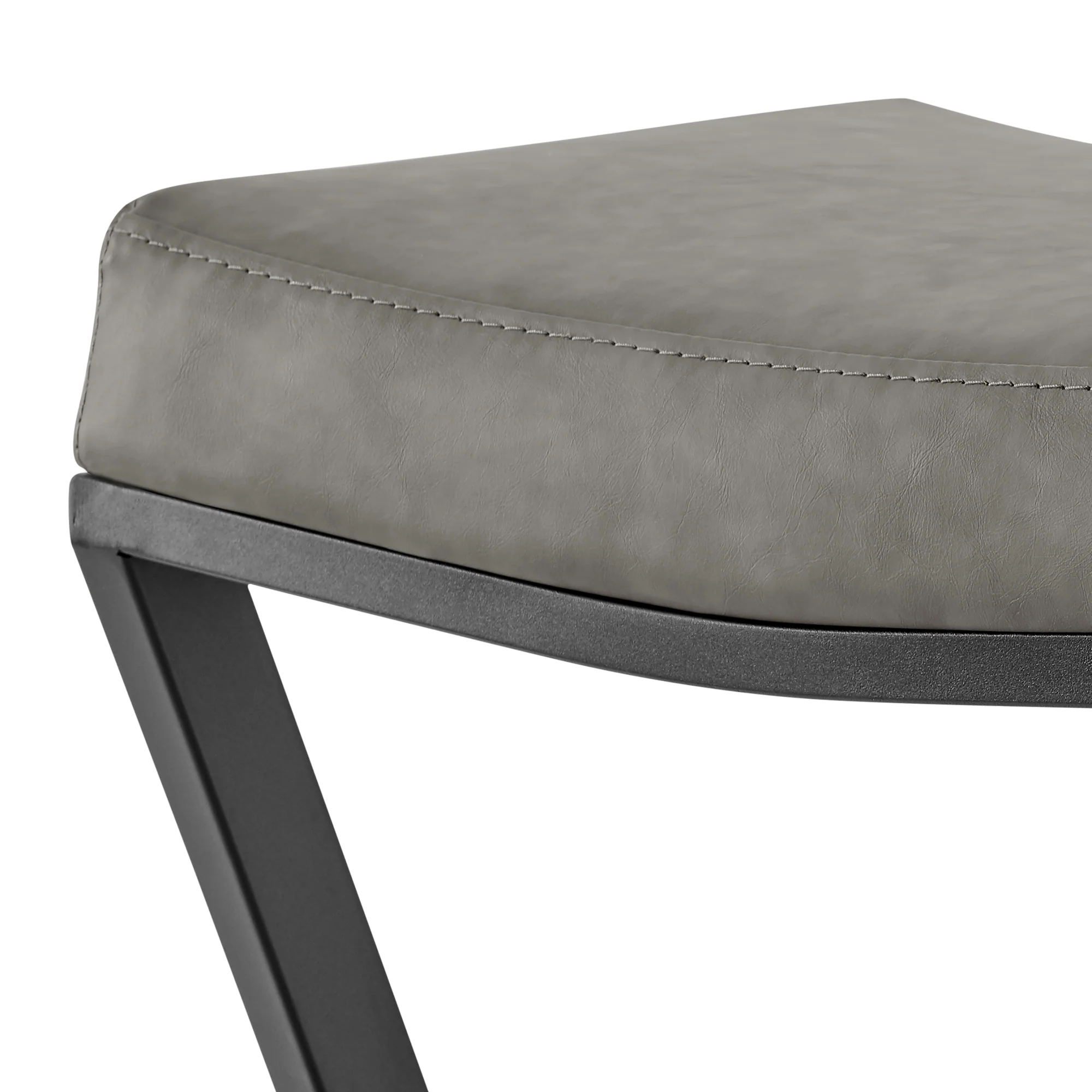 Atlantis 26" Backless Counter Stool with Matte Black Iron and Vintage Gray Faux Leather By Armen Living - Image 10