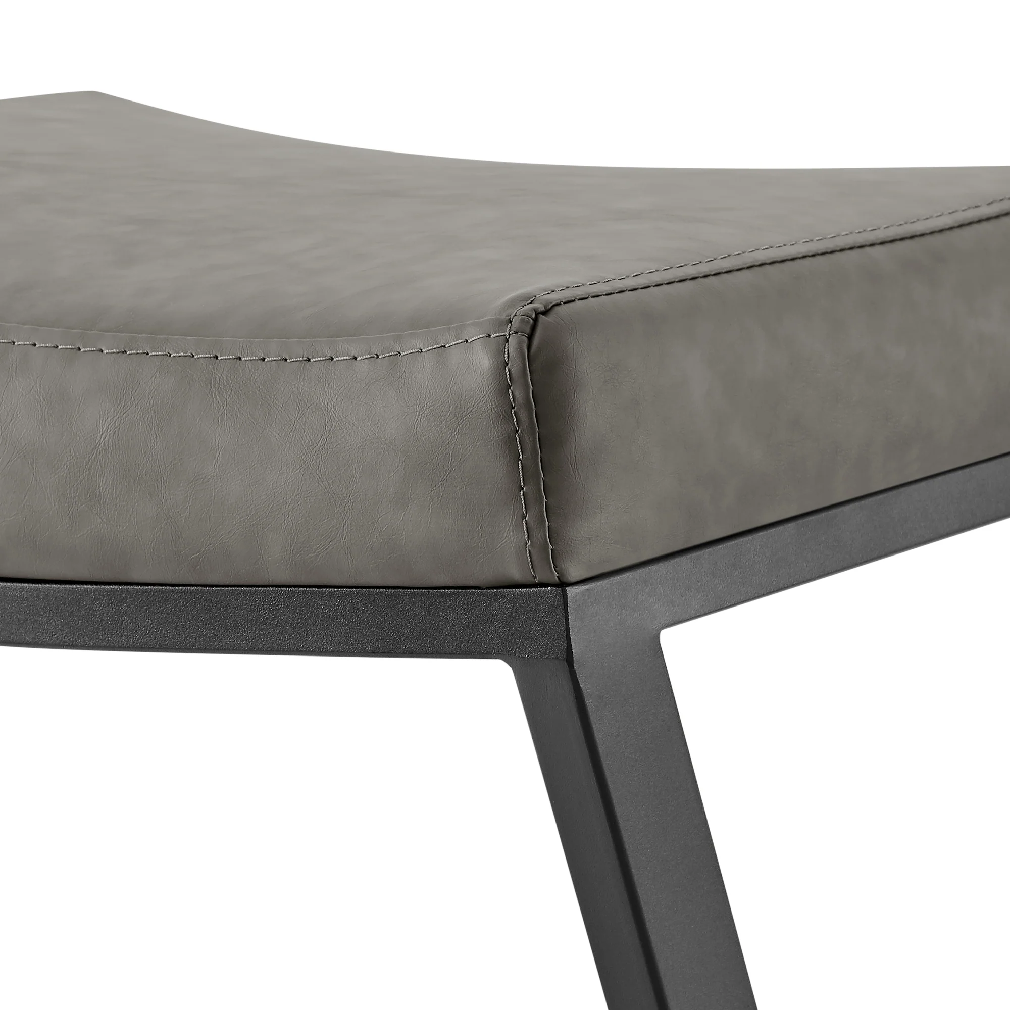Atlantis 26" Backless Counter Stool with Matte Black Iron and Vintage Gray Faux Leather By Armen Living - Image 7