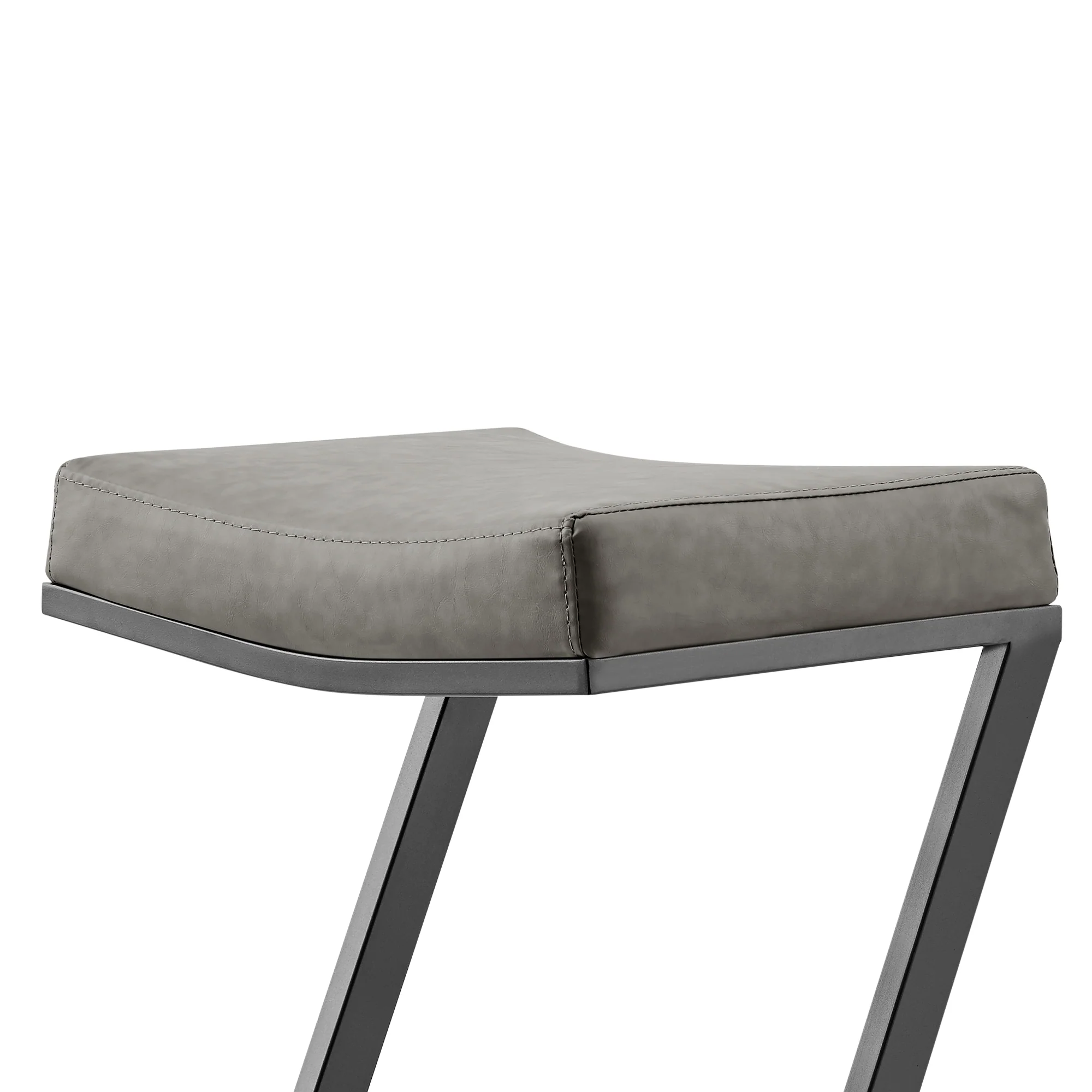 Atlantis 30" Backless Bar Stool with Matte Black Iron and Vintage Gray Faux Leather By Armen Living - Image 5