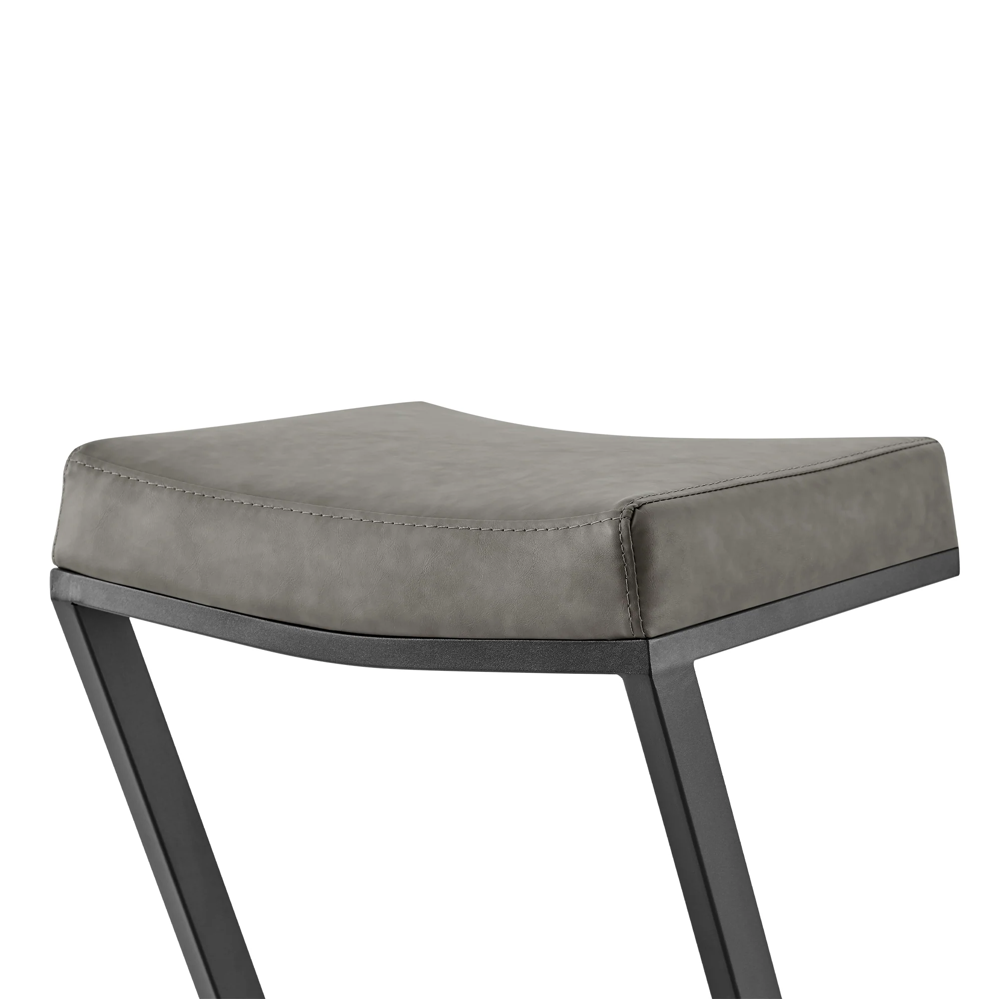 Atlantis 30" Backless Bar Stool with Matte Black Iron and Vintage Gray Faux Leather By Armen Living - Image 6