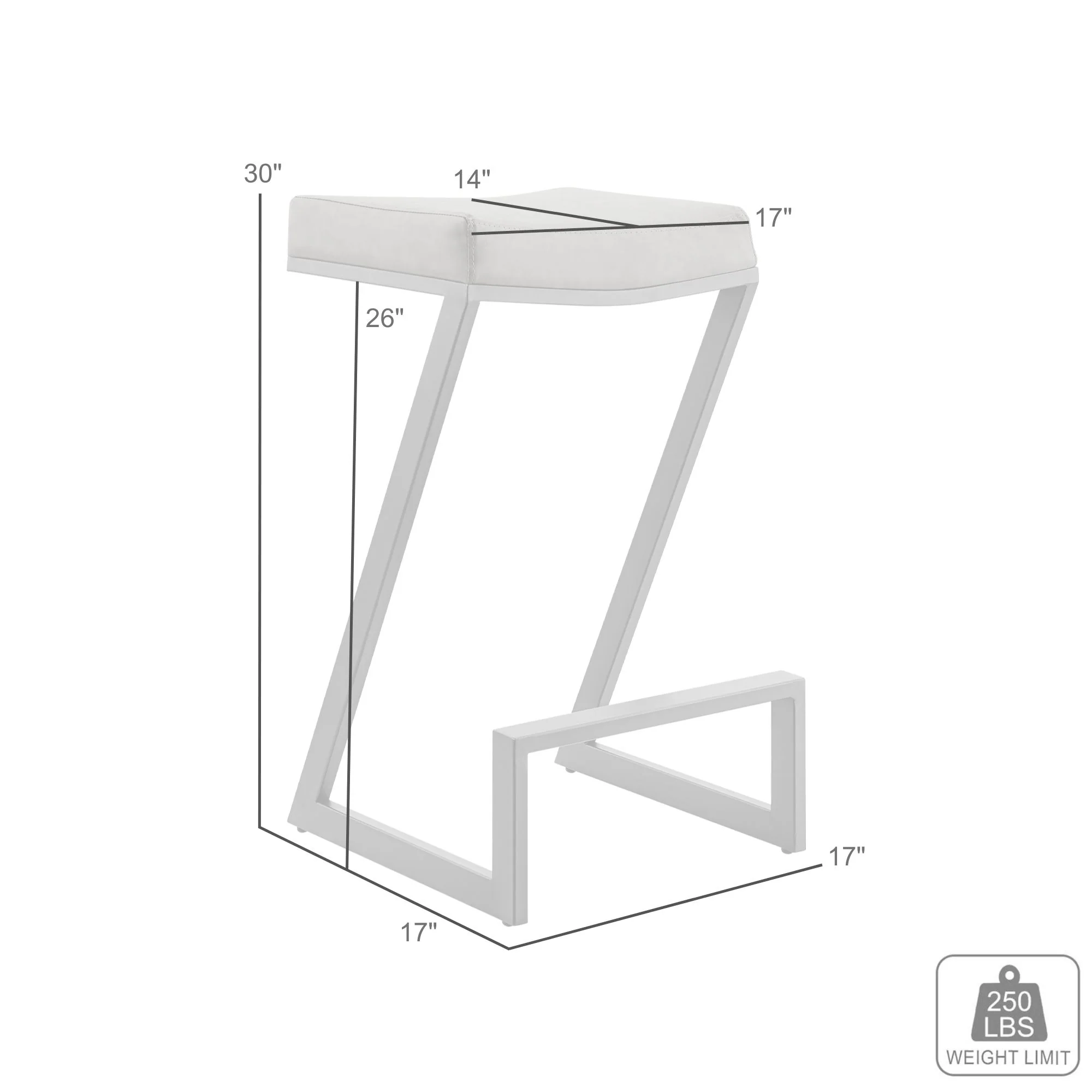 Atlantis 30" Backless Bar Stool with Matte Black Iron and Vintage Gray Faux Leather By Armen Living - Image 9