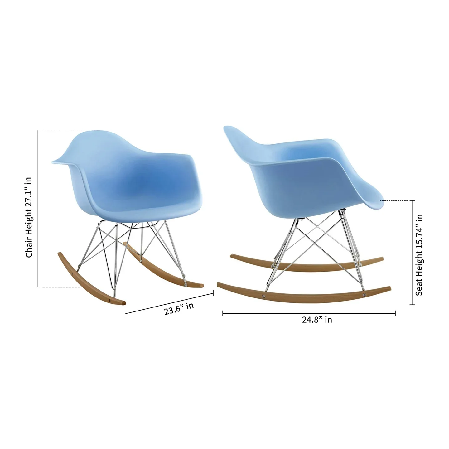 Atoll Rocker Chair, Blue By World Modern Design - Image 3