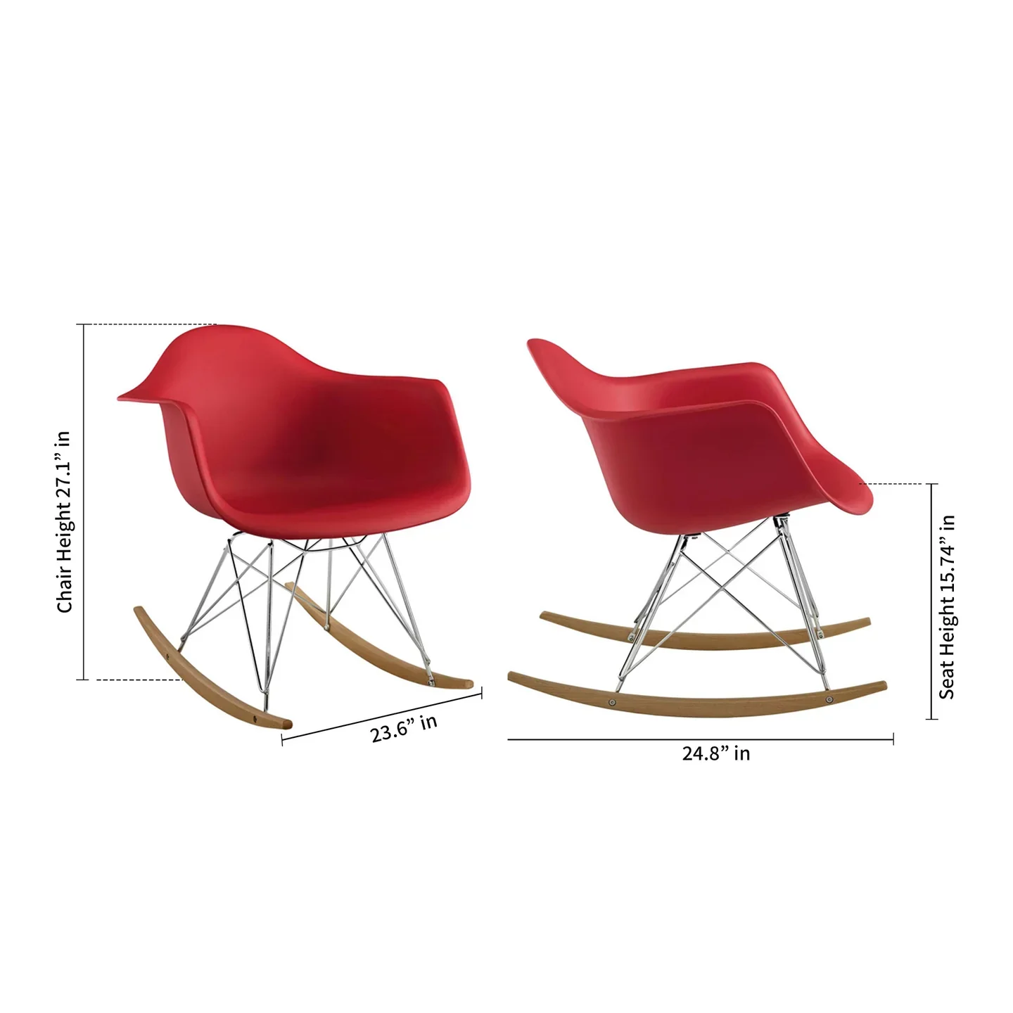 Atoll Rocker Chair, Red By World Modern Design - Image 4