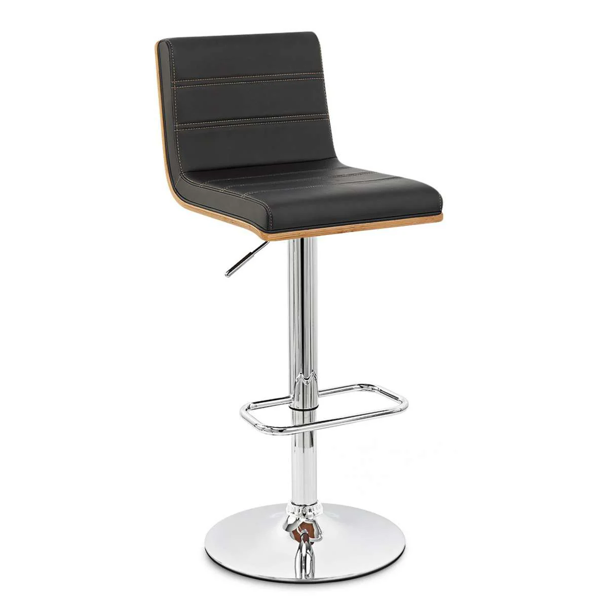 Aubrey Adjustable Height Swivel Bar Stool with Walnut Wood By Armen Living - Image 2