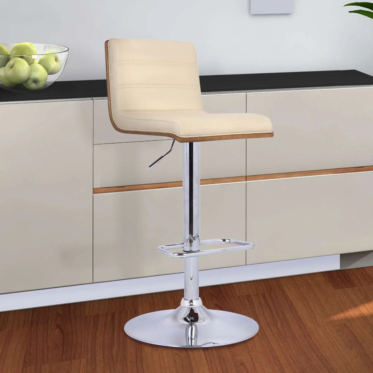 Aubrey Adjustable Height Swivel Bar Stool with Walnut Wood By Armen Living - Image 7