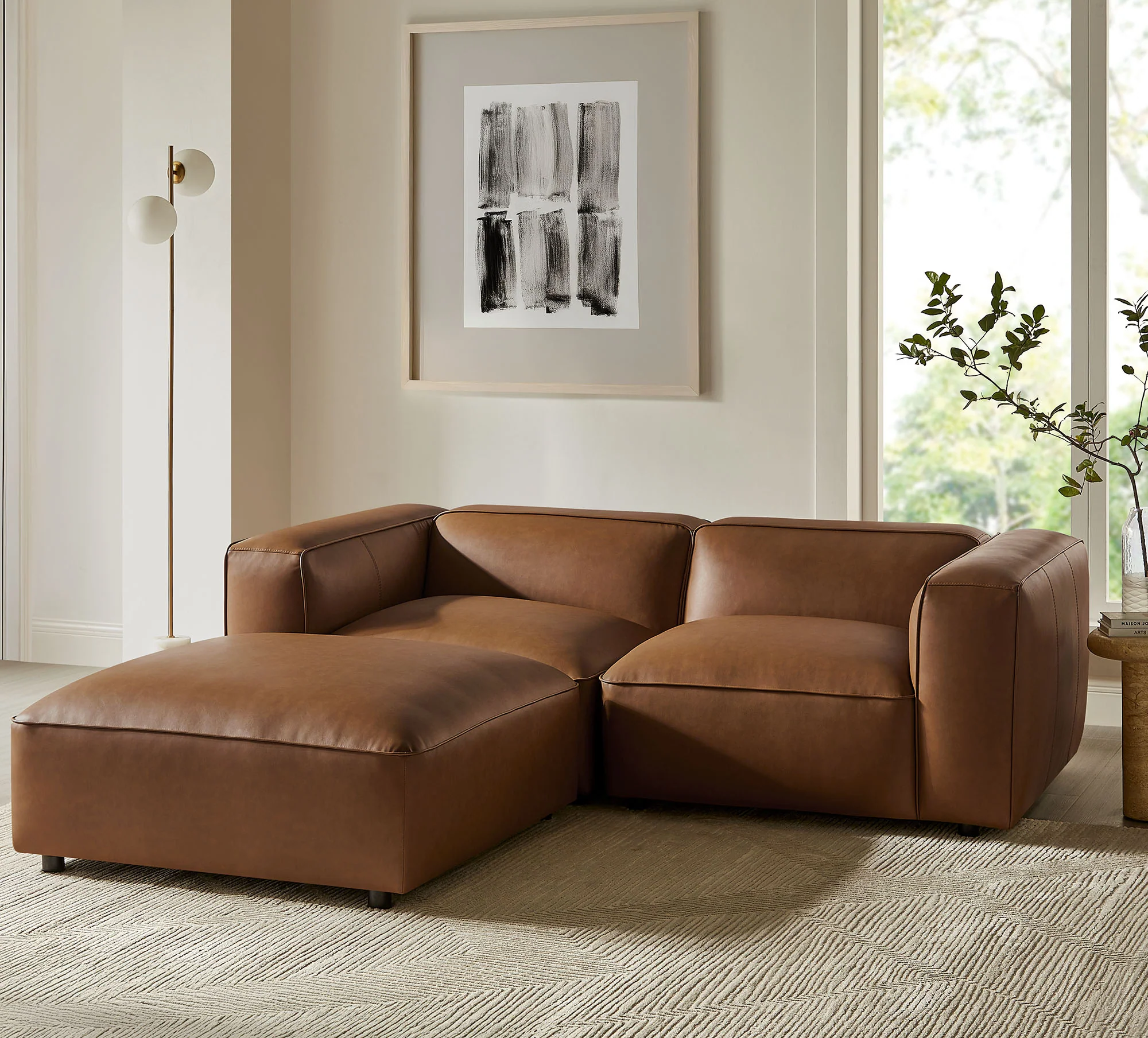 Auren 3-Piece Upholstered Vegan Leather Modular Loveseat with Ottoman by Modway - Image 12