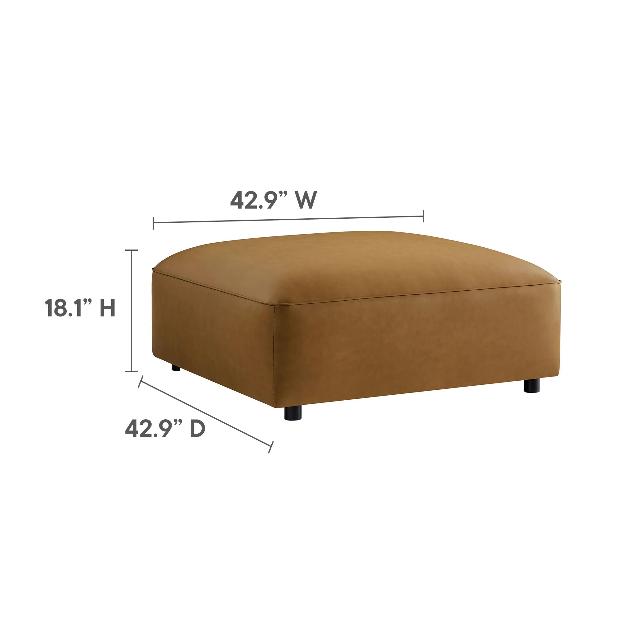 Auren 3-Piece Upholstered Vegan Leather Modular Loveseat with Ottoman by Modway - Image 8