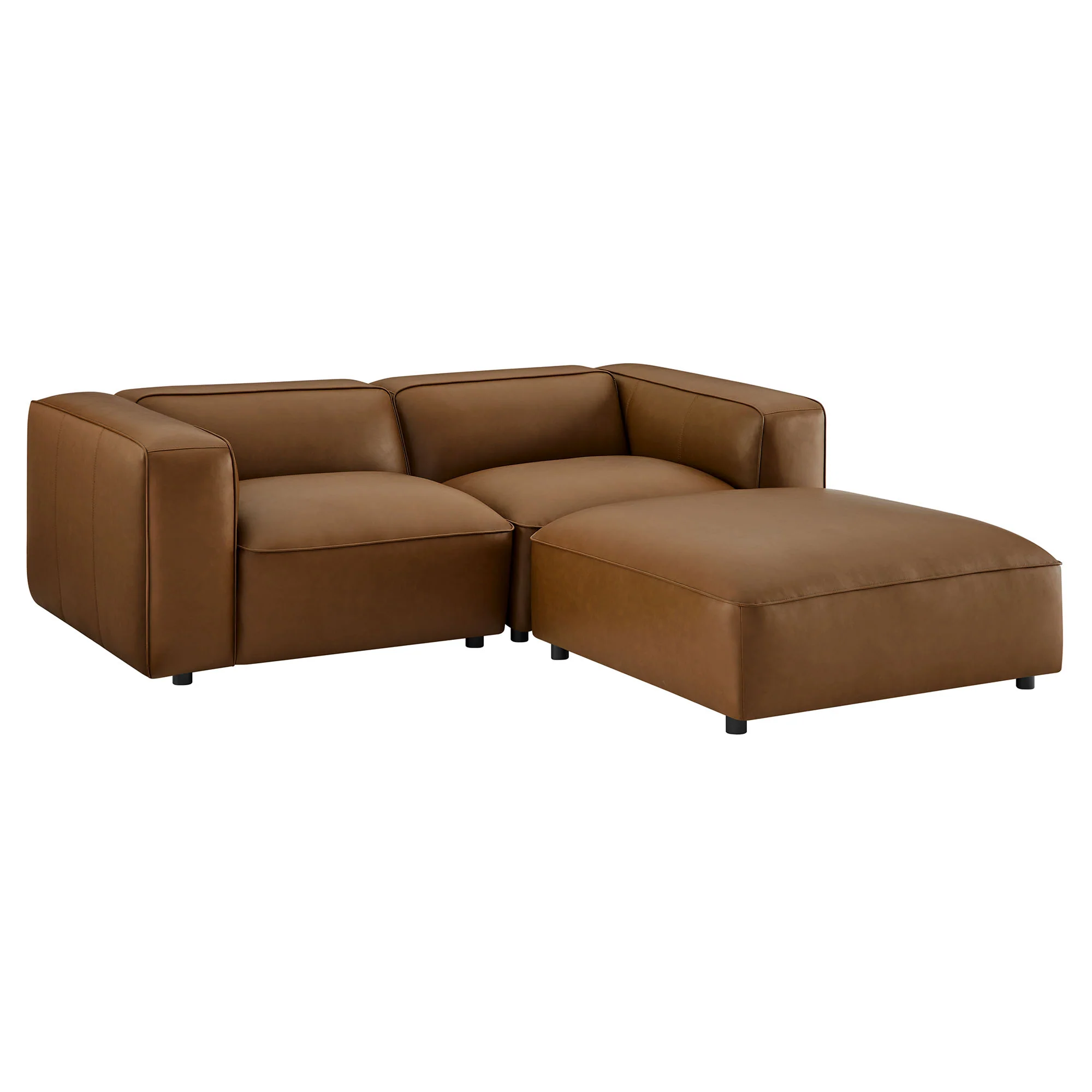 Auren 3-Piece Upholstered Vegan Leather Modular Loveseat with Ottoman by Modway - Image 9