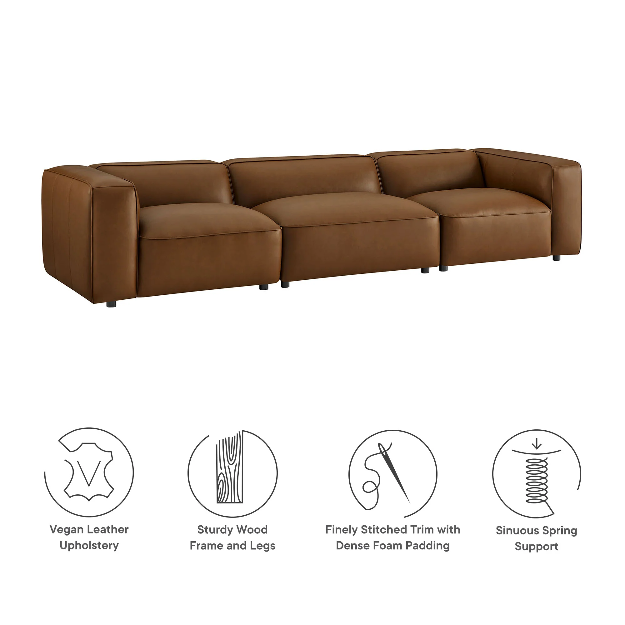 Auren 3-Piece Upholstered Vegan Leather Modular Sofa by Modway - Image 13
