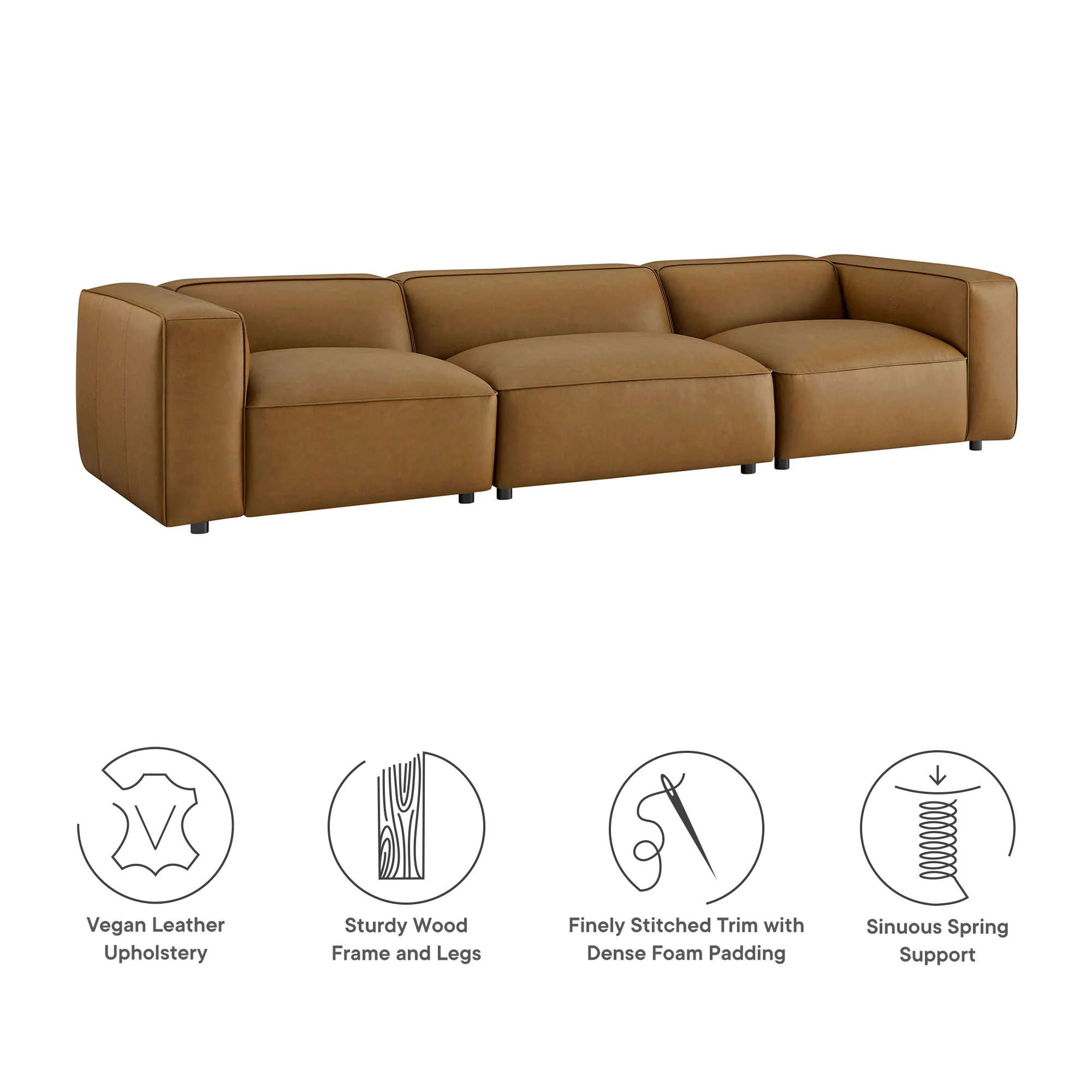 Auren 3-Piece Upholstered Vegan Leather Modular Sofa by Modway - Image 5