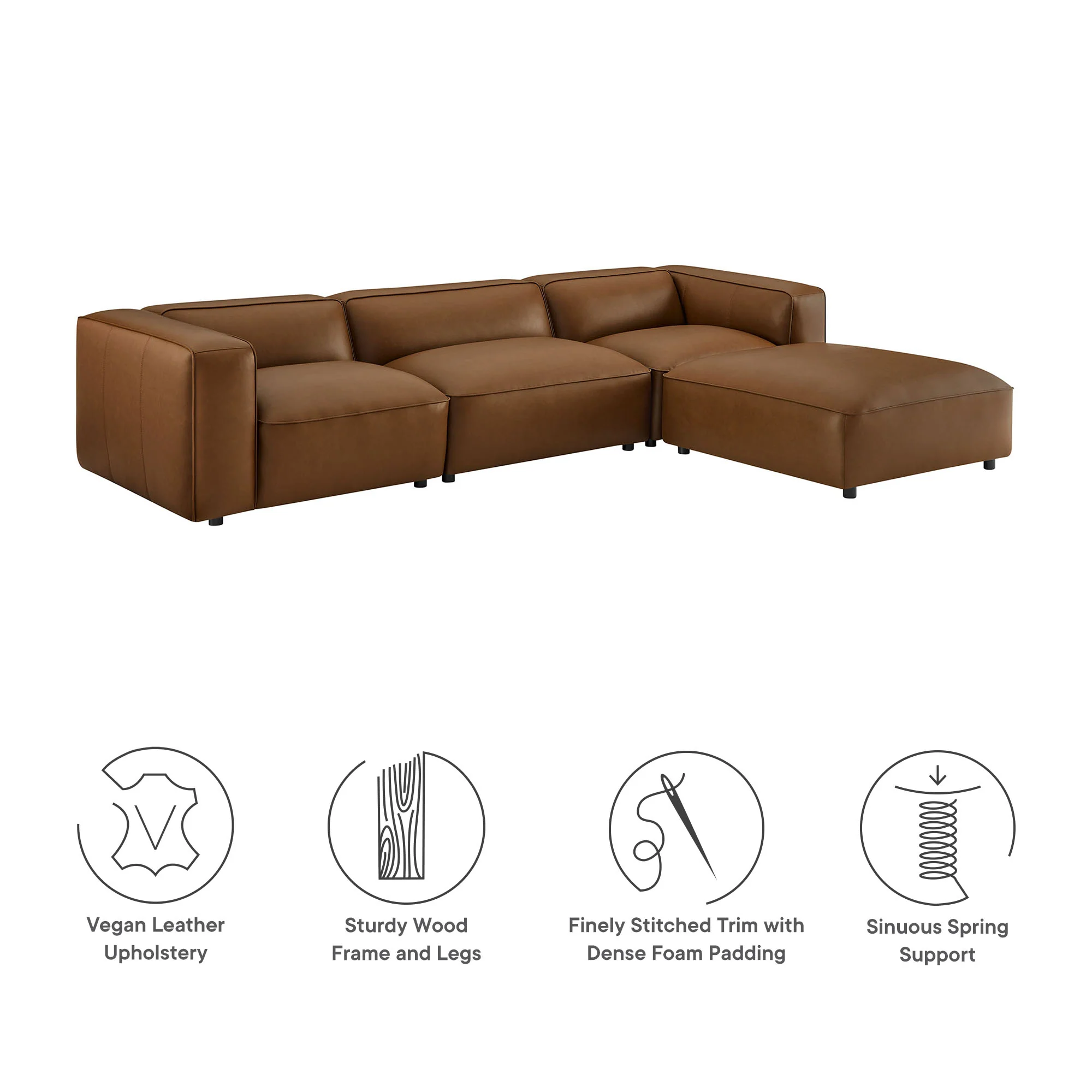 Auren 4-Piece Vegan Leather Modular Sofa Set by Modway - Image 14