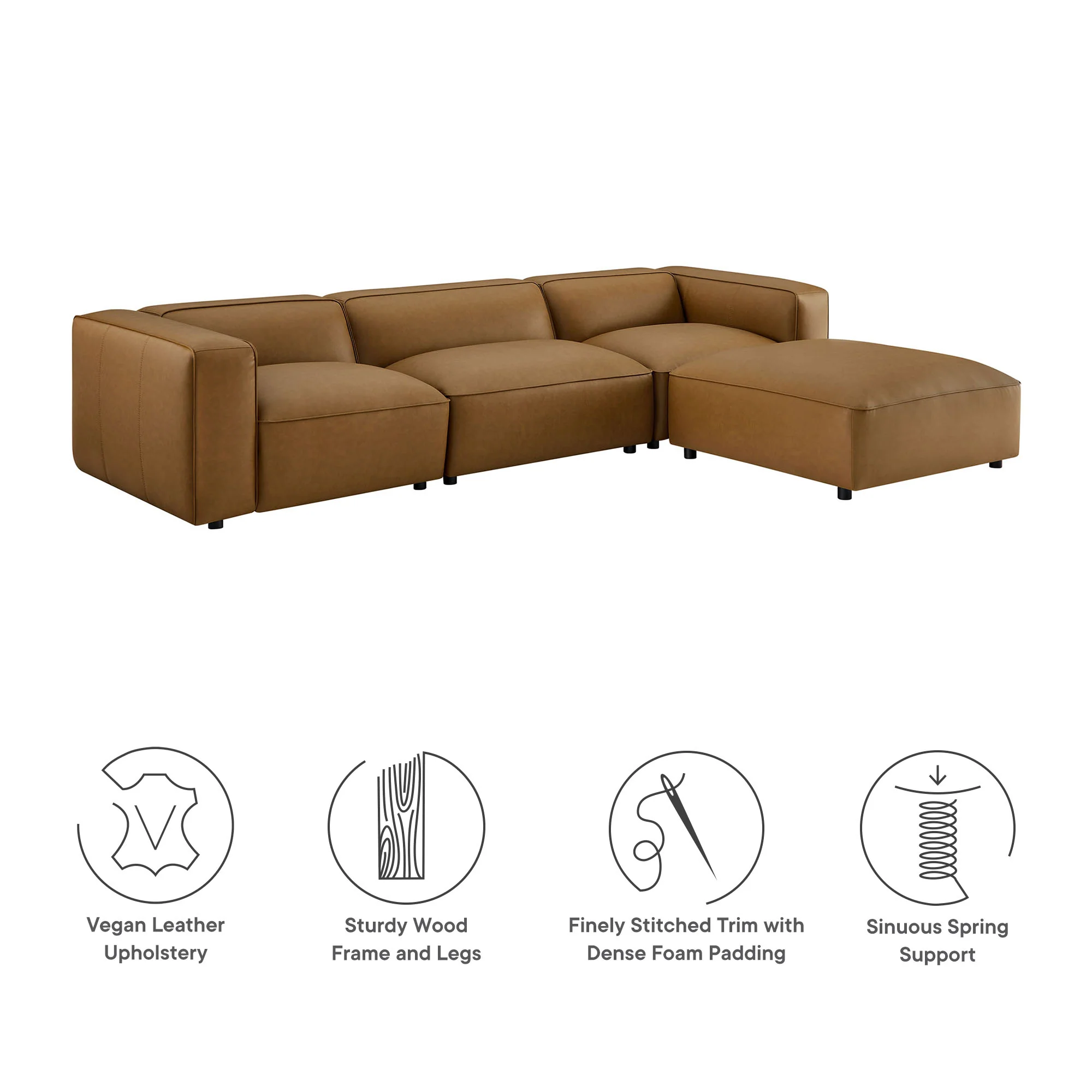 Auren 4-Piece Vegan Leather Modular Sofa Set by Modway - Image 5