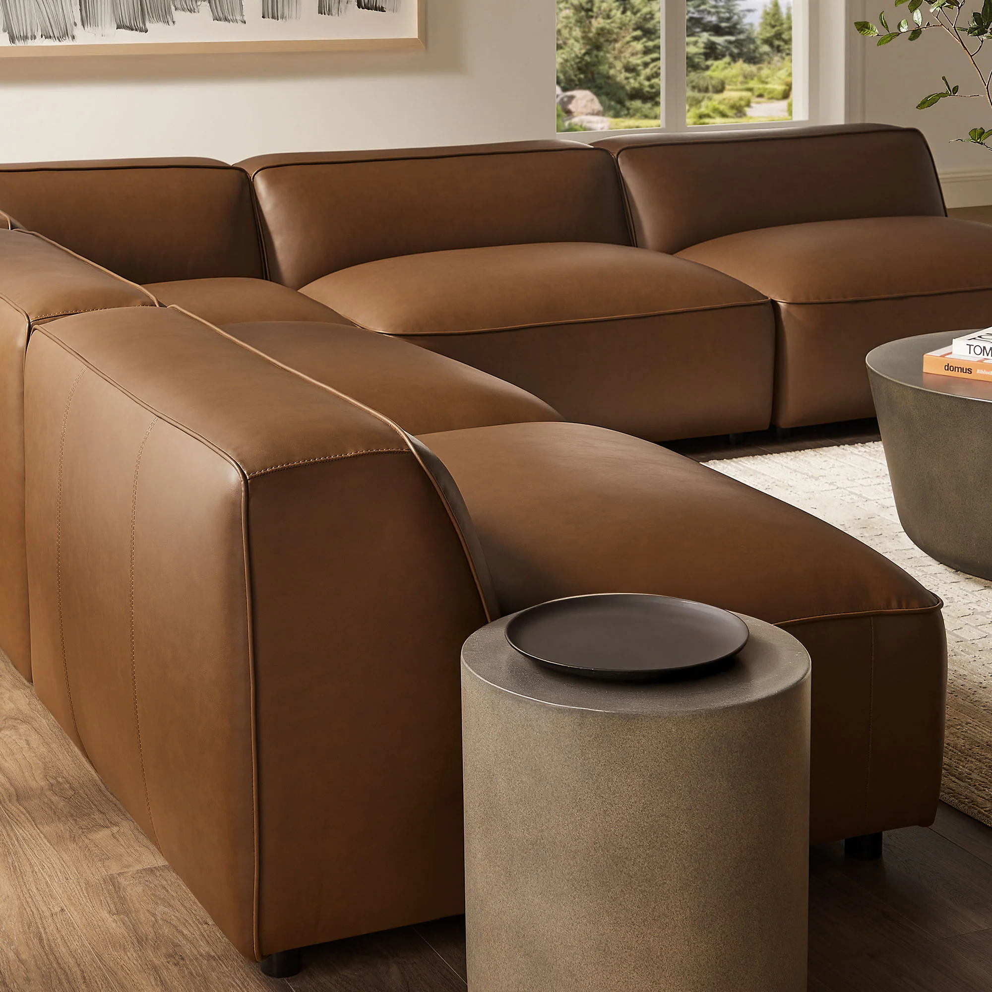 Auren 5-Piece Upholstered Armless L-Shaped Vegan Leather Modular Sofa by Modway - Image 10