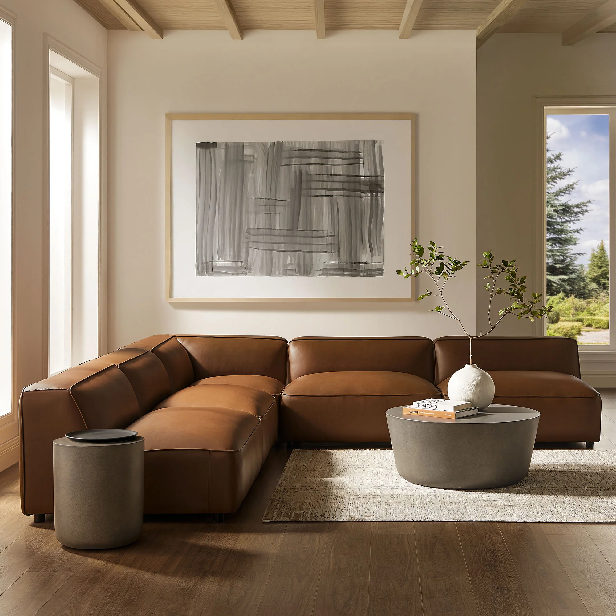 Auren 5-Piece Upholstered Armless L-Shaped Vegan Leather Modular Sofa by Modway - Image 11