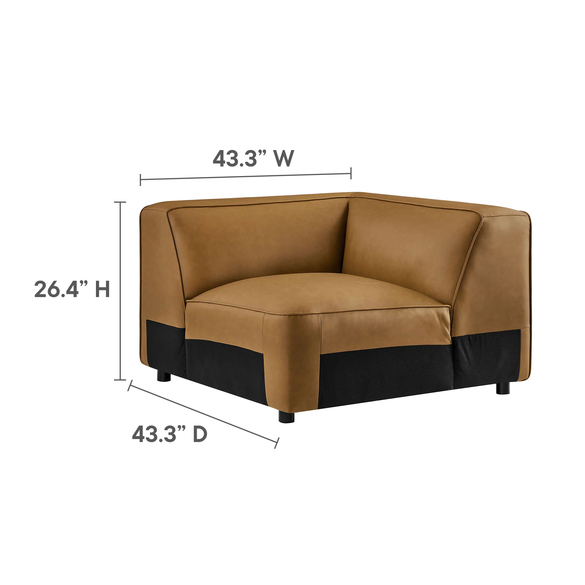 Auren 5-Piece Upholstered Armless L-Shaped Vegan Leather Modular Sofa by Modway - Image 7