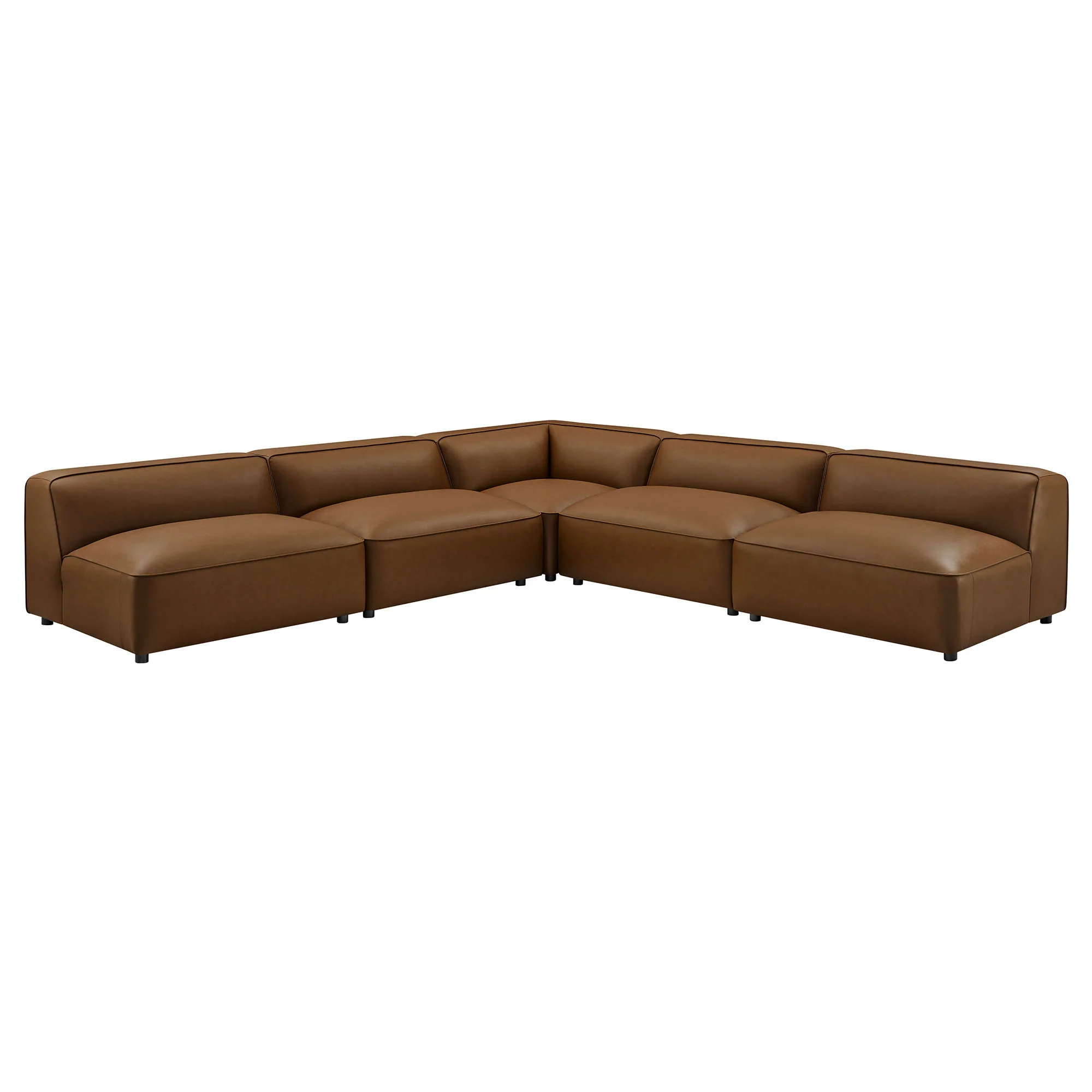 Auren 5-Piece Upholstered Armless L-Shaped Vegan Leather Modular Sofa by Modway - Image 8