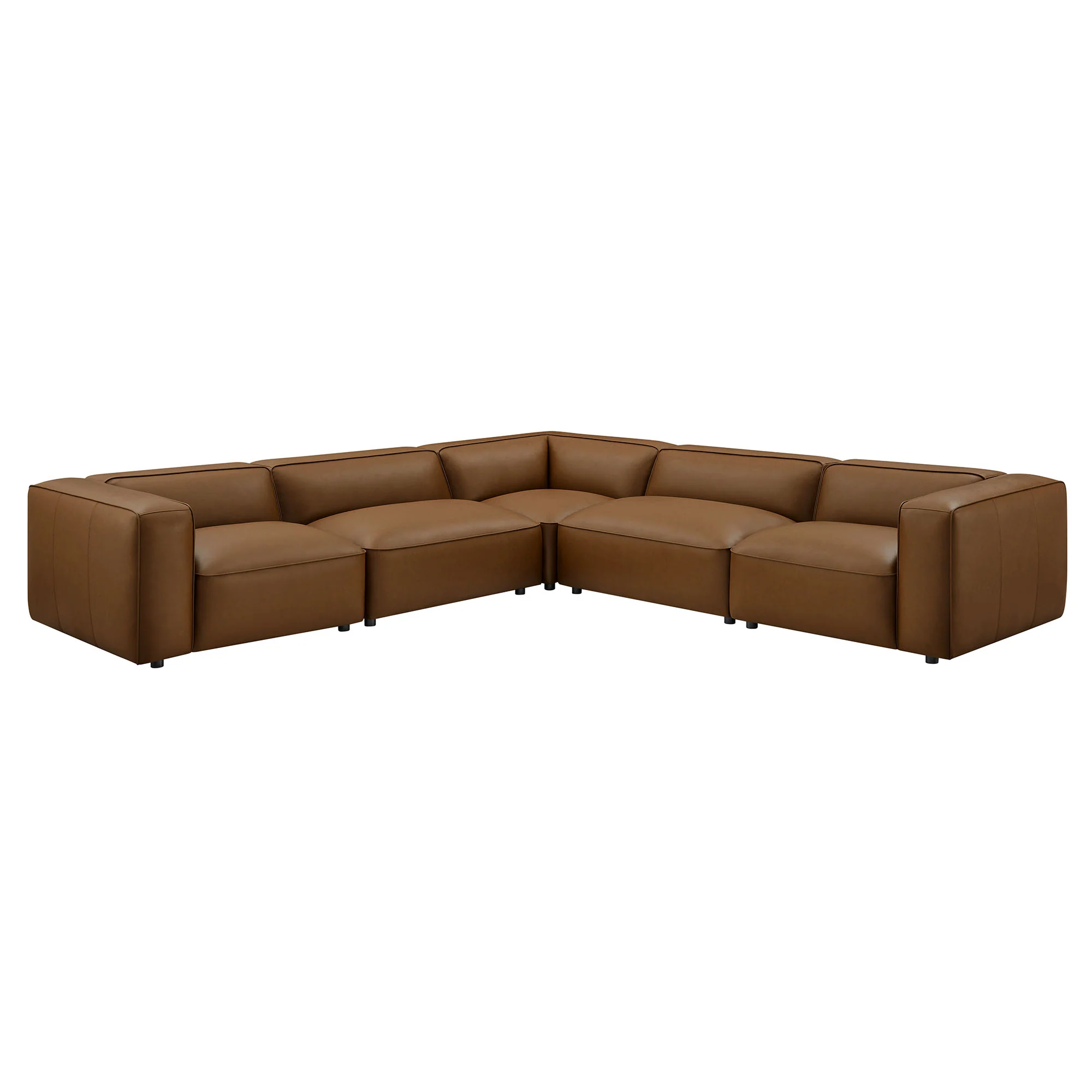 Auren 5-Piece Upholstered Vegan Leather Modular L-Shaped Sofa by Modway - Image 10