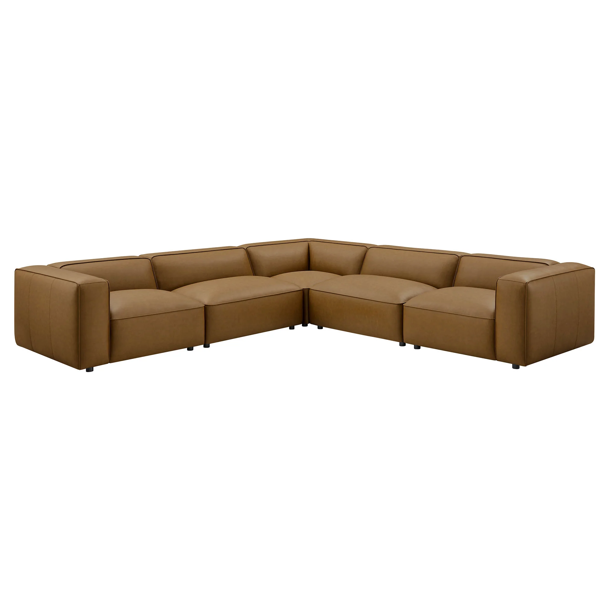 Auren 5-Piece Upholstered Vegan Leather Modular L-Shaped Sofa by Modway - Image 2