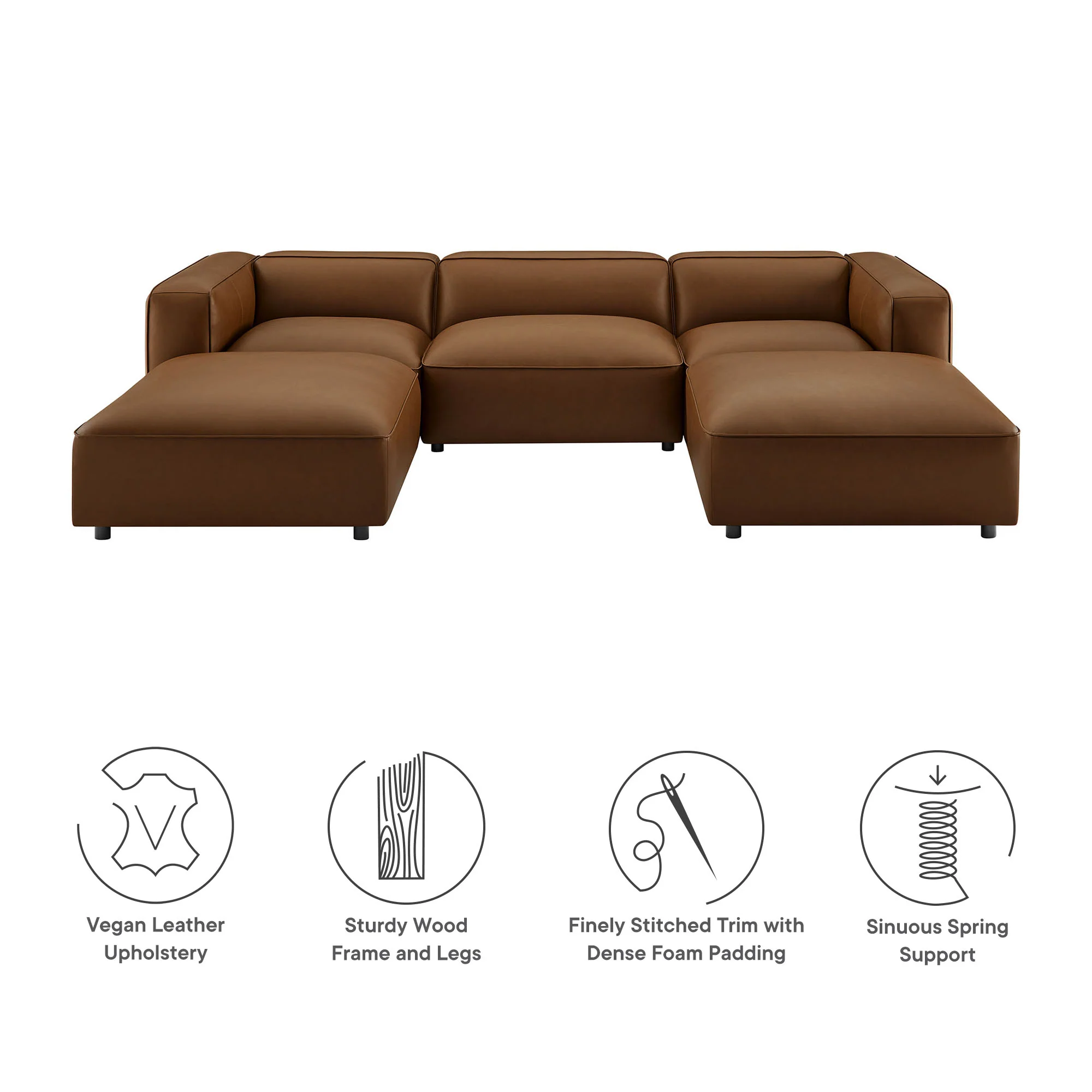 Auren 5-Piece Upholstered Vegan Leather Modular U-Shaped Sofa by Modway - Image 14