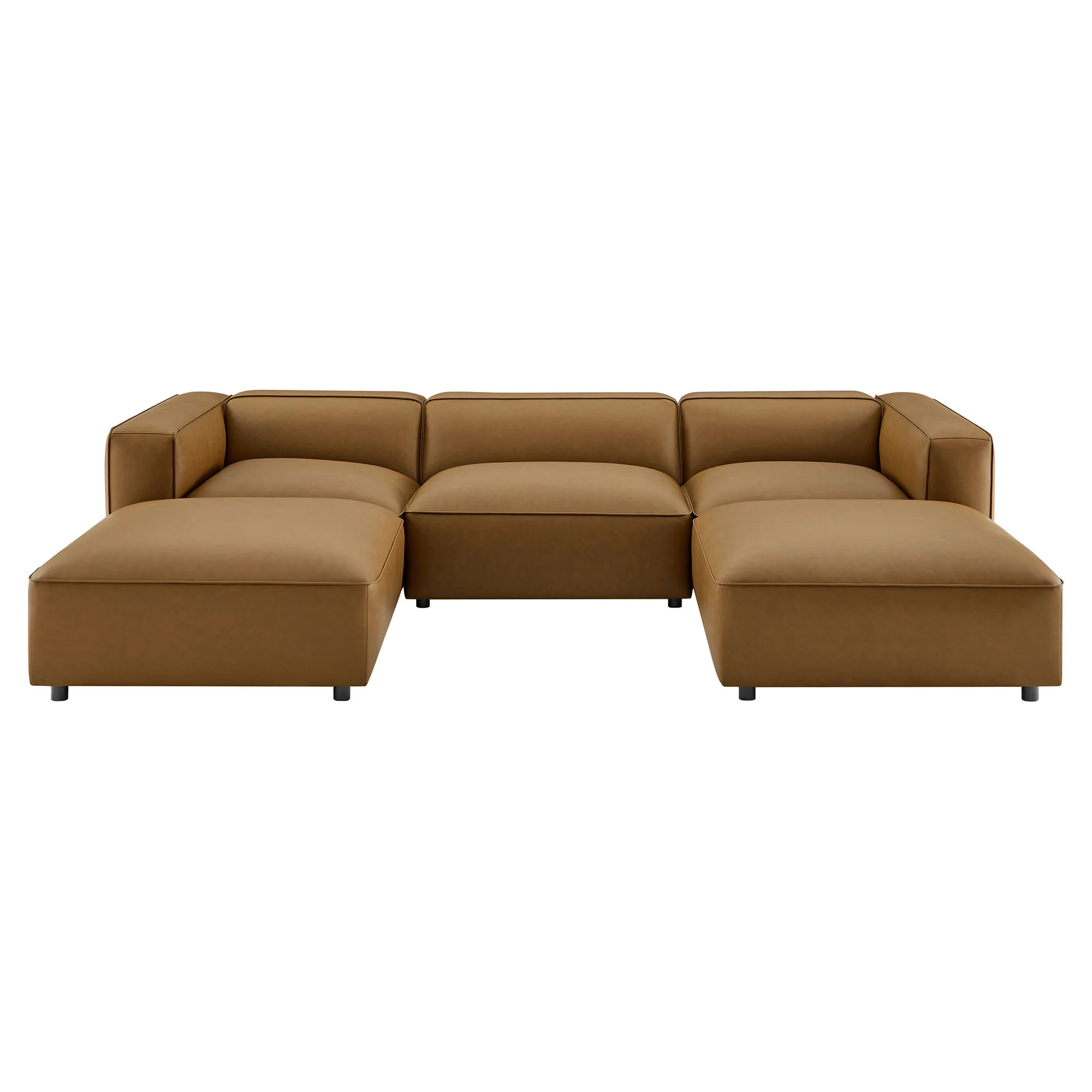 Auren 5-Piece Upholstered Vegan Leather Modular U-Shaped Sofa by Modway - Image 2