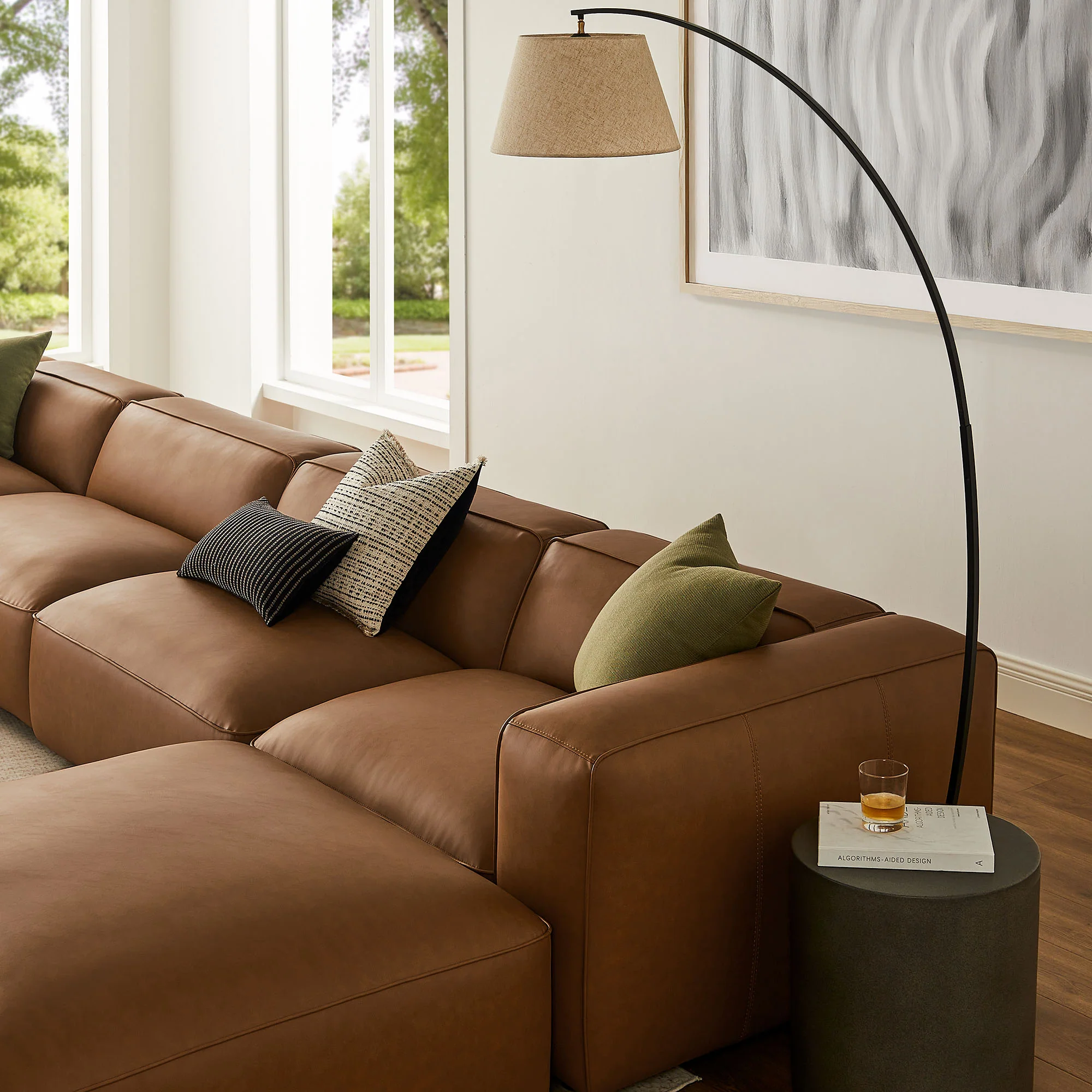 Auren 6-Piece Upholstered Vegan Leather Modular Sofa by Modway - Image 12